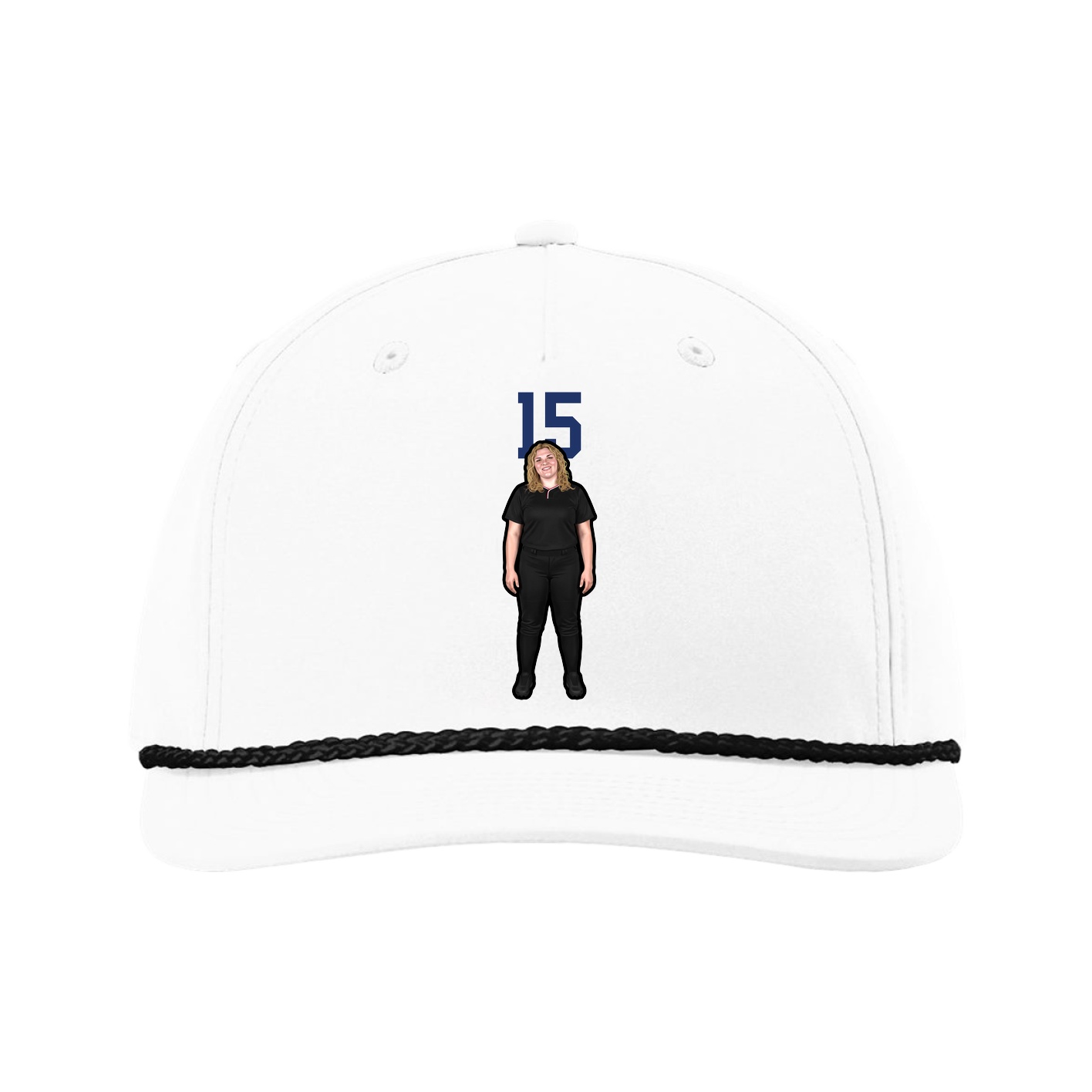 Five-Panel Classic Rope Cap — Number Top in White