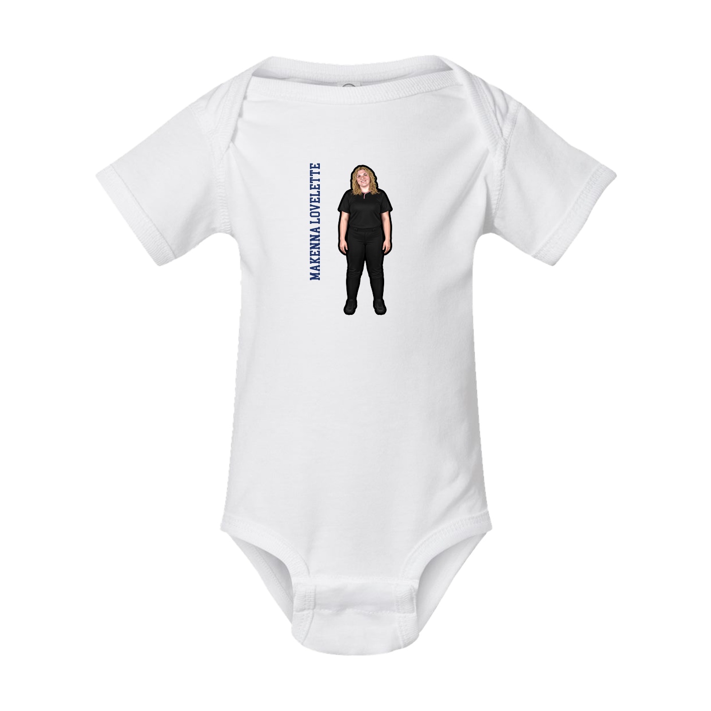 Baby Onesie — Name Vertical in White