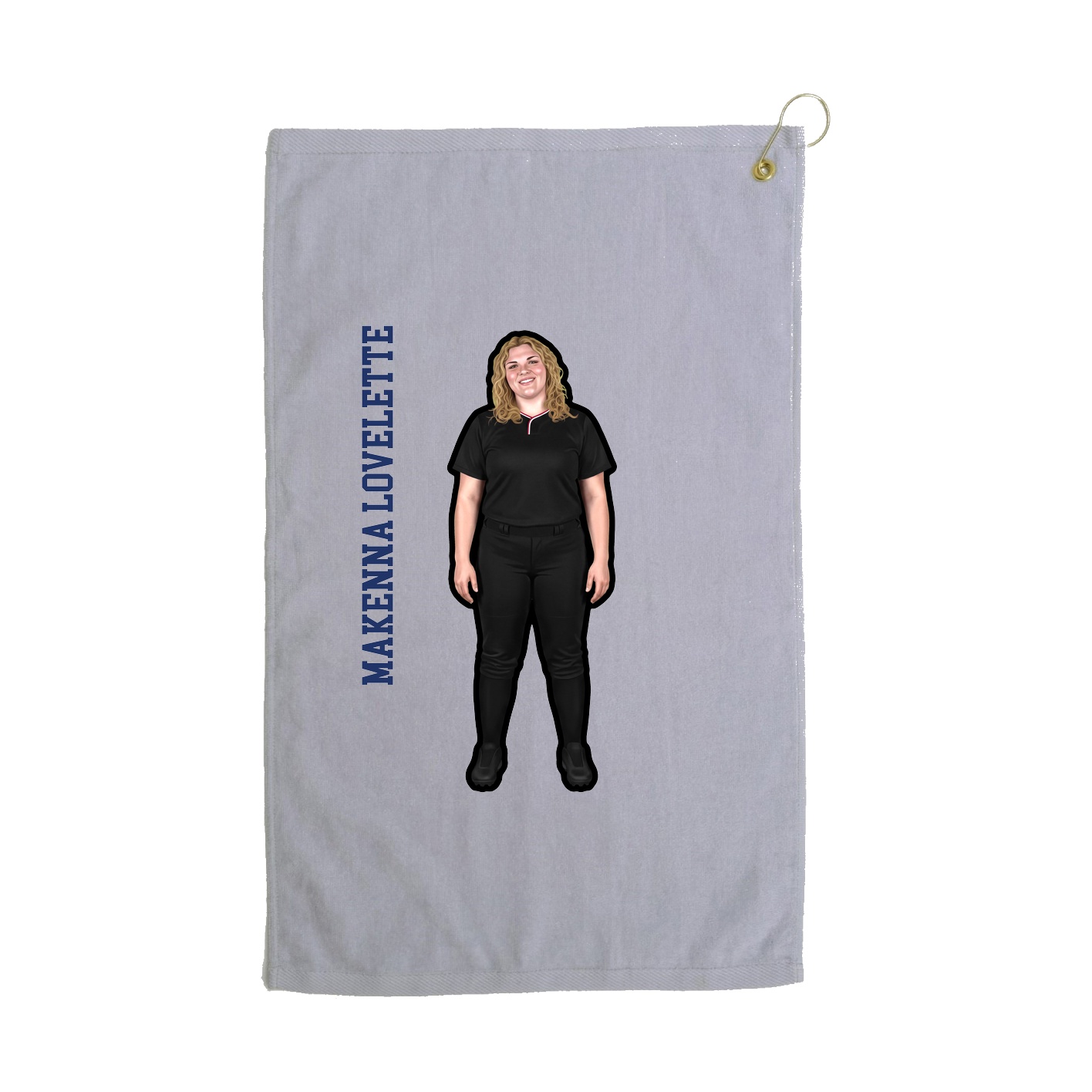 Golf Towel — Name Vertical in Grey