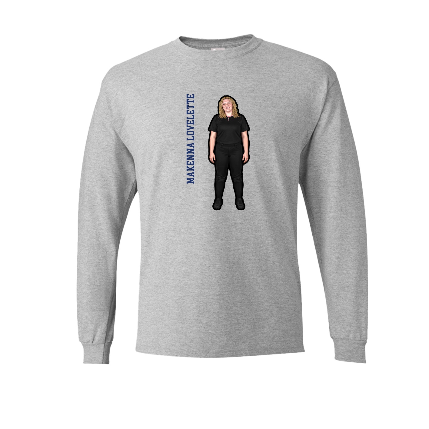 Long Sleeve Tee — Name Vertical in Grey