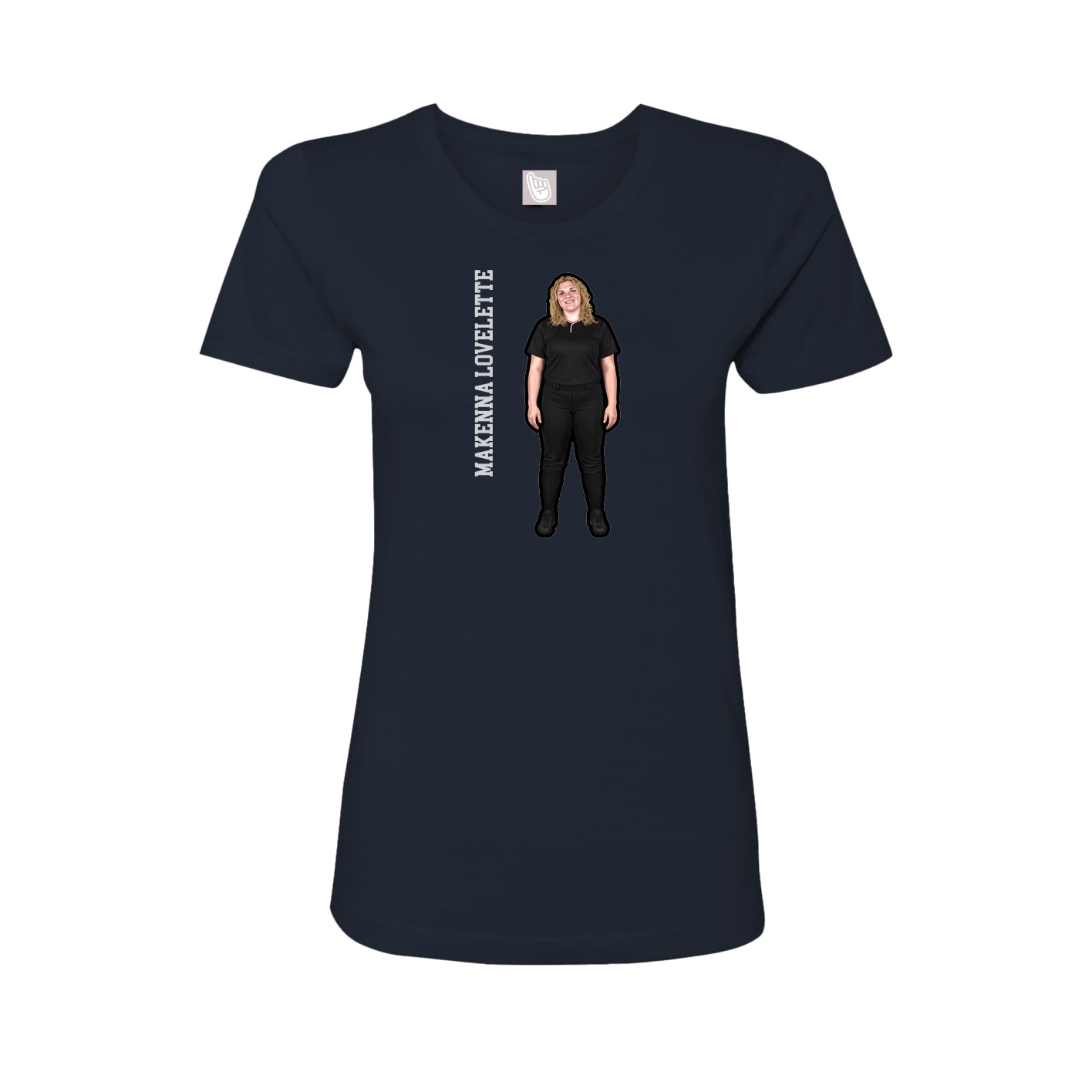 Fitted Women's Tee — Name Vertical in Navy