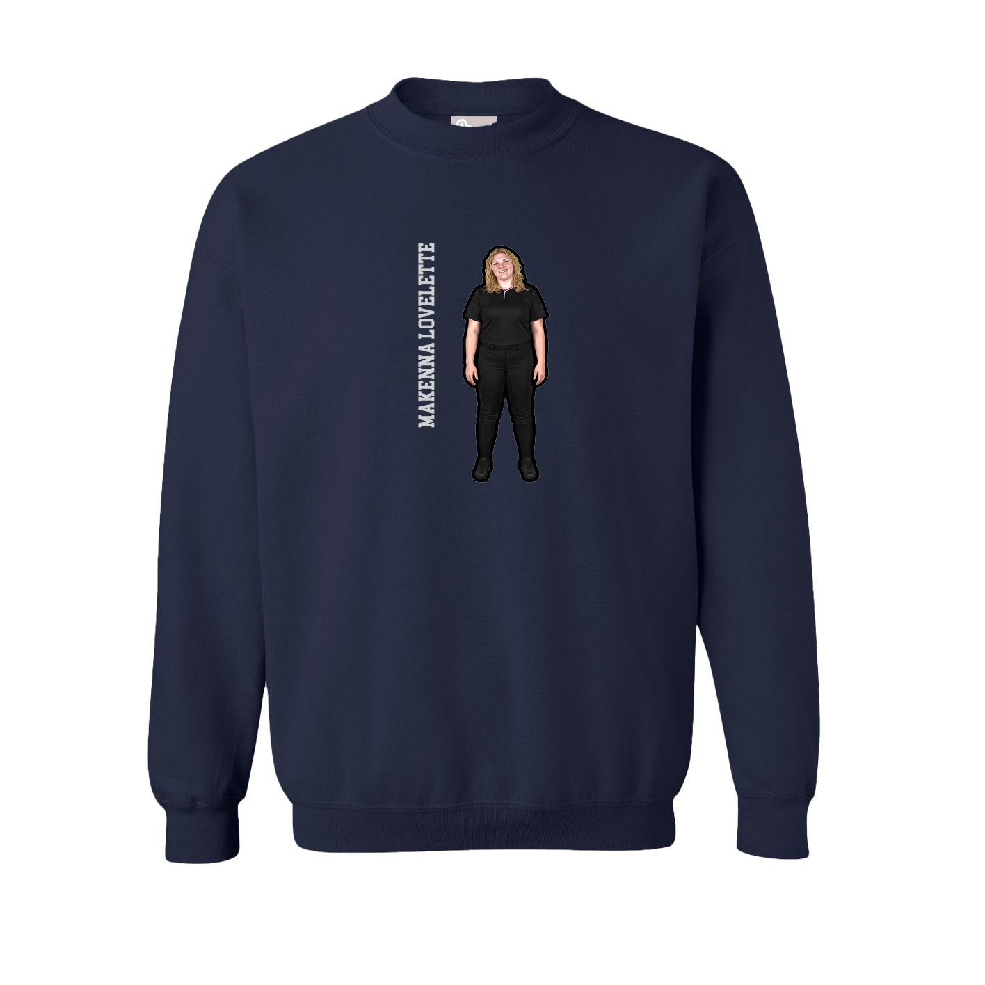 Fleece Crew — Name Vertical in Navy