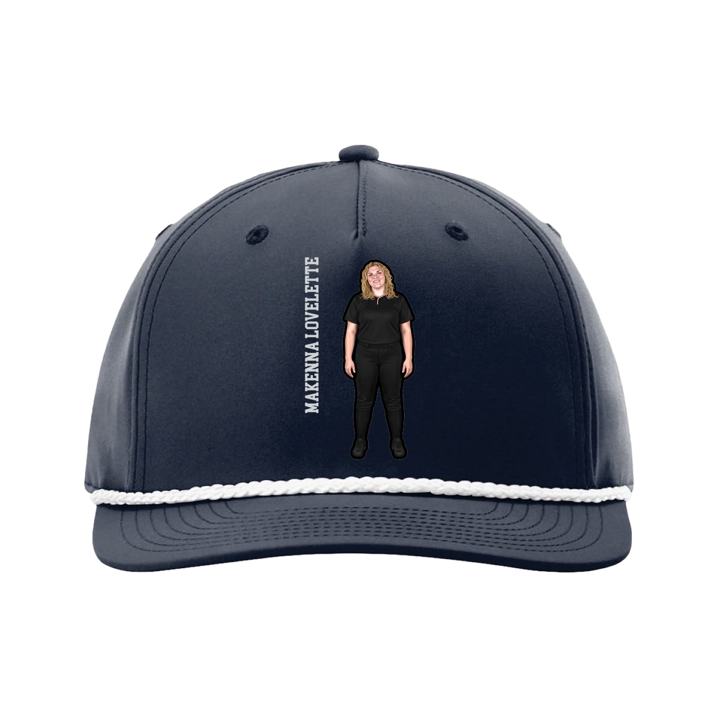 Five-Panel Classic Rope Cap — Name Vertical in Navy