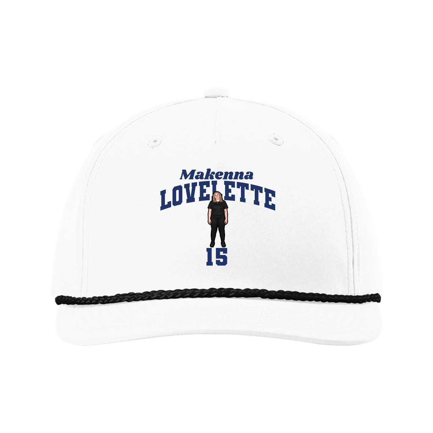 Five-Panel Classic Rope Cap — Signature Arch in White
