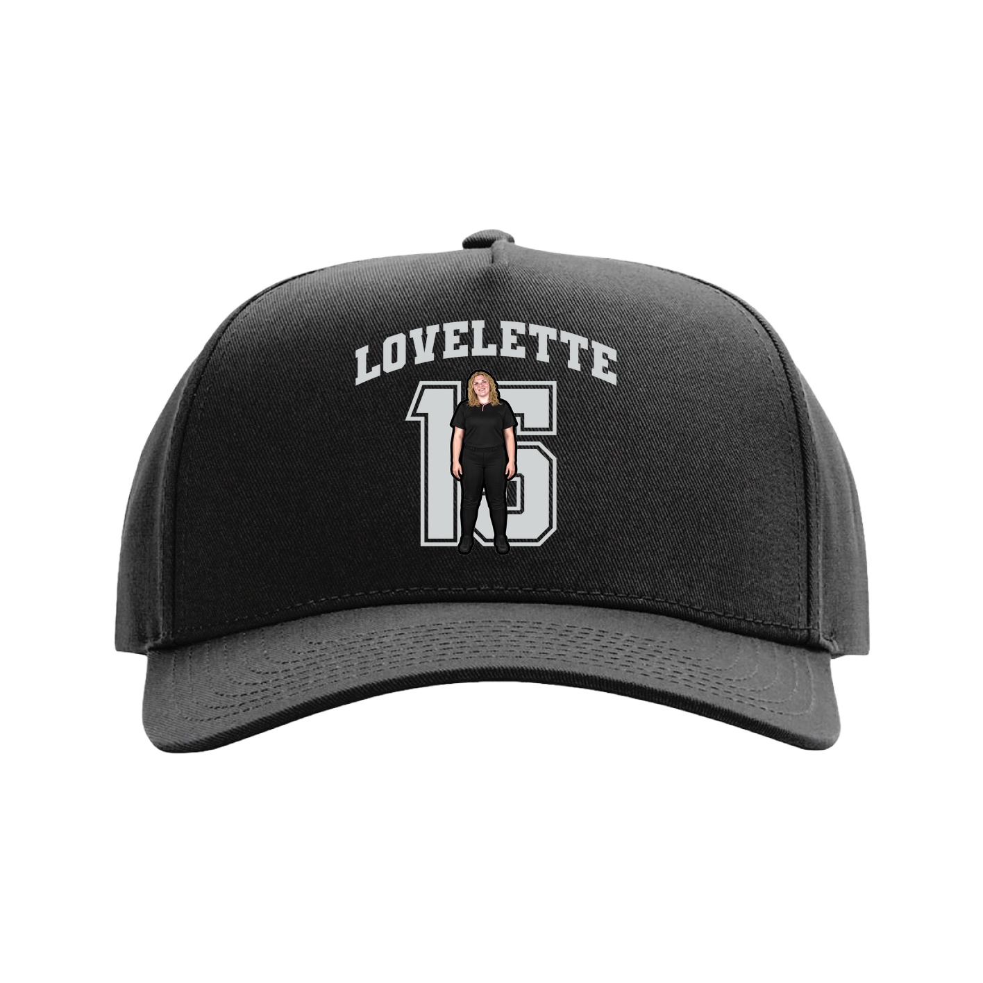 Full Fabric Five-Panel Champ Cap — Number in Black