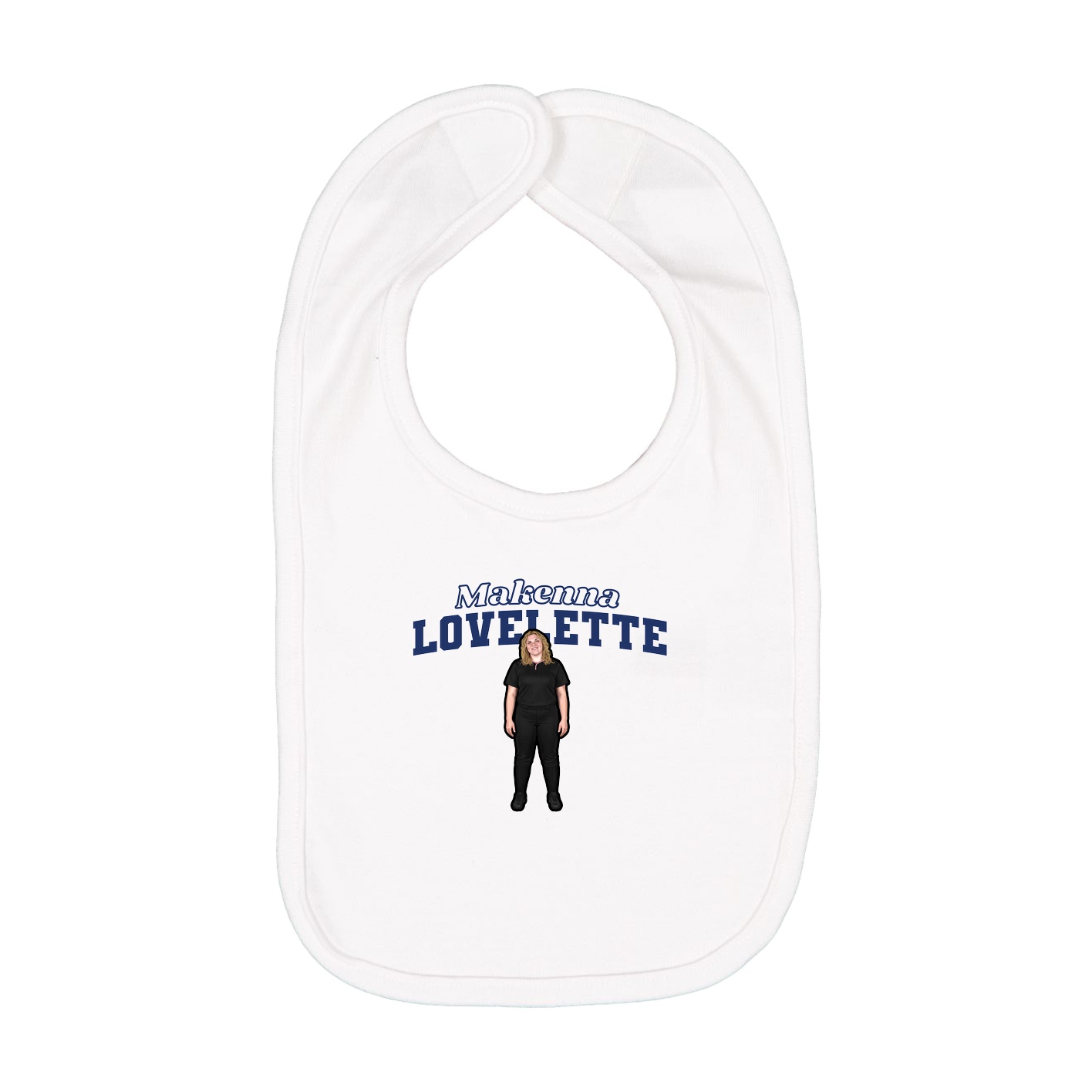 Infant Bib — Name Arch in White