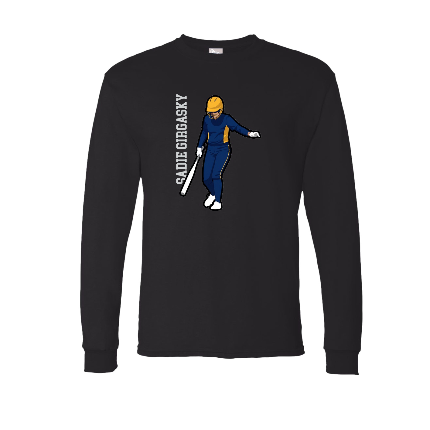 Long Sleeve Tee — Name Vertical in Black