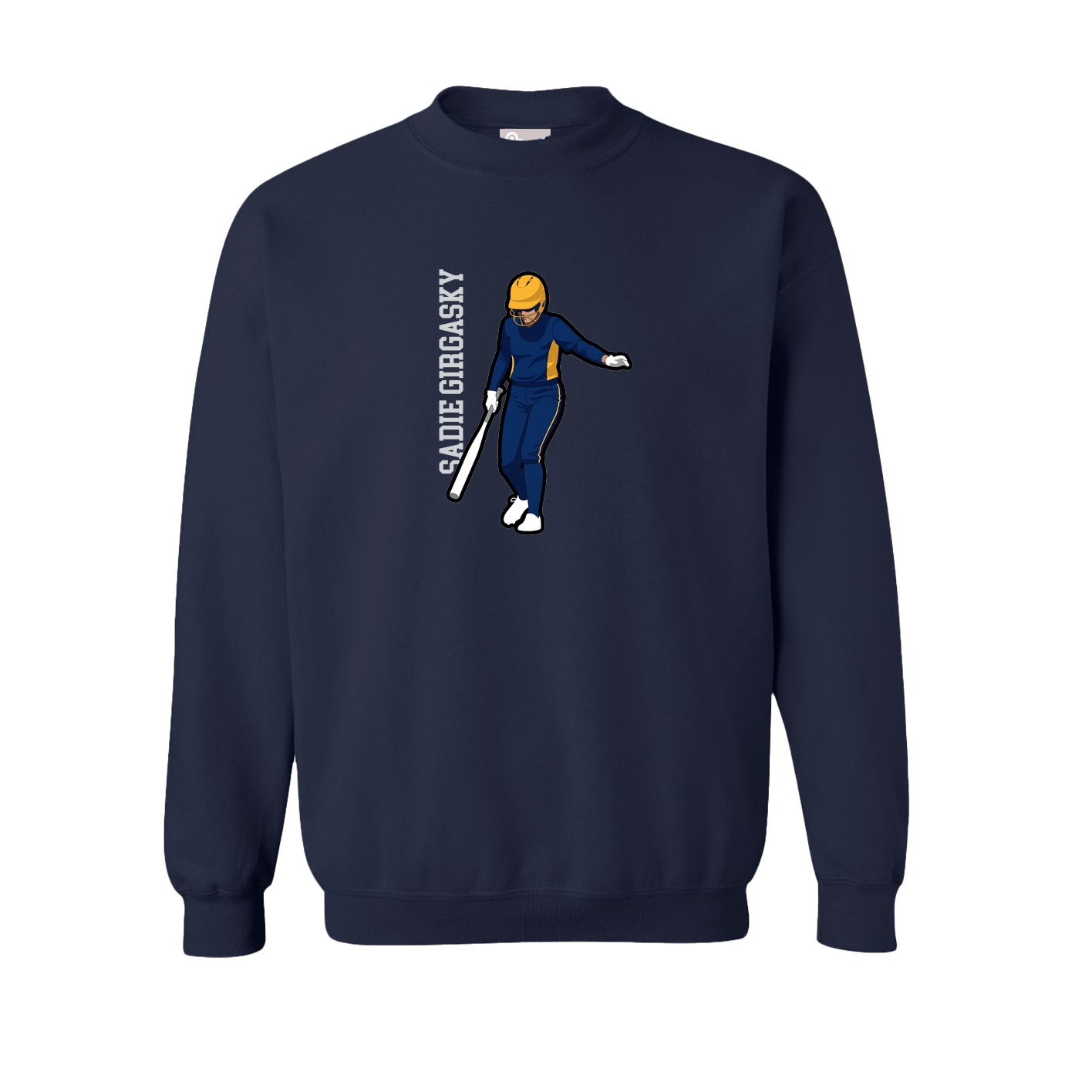 Fleece Crew — Name Vertical in Navy