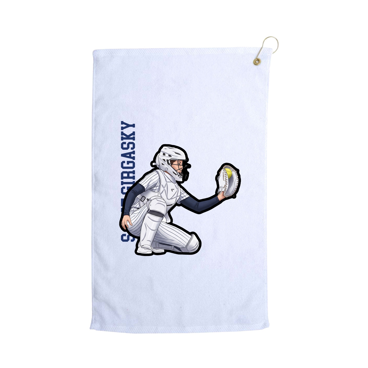 Golf Towel — Name Vertical in White