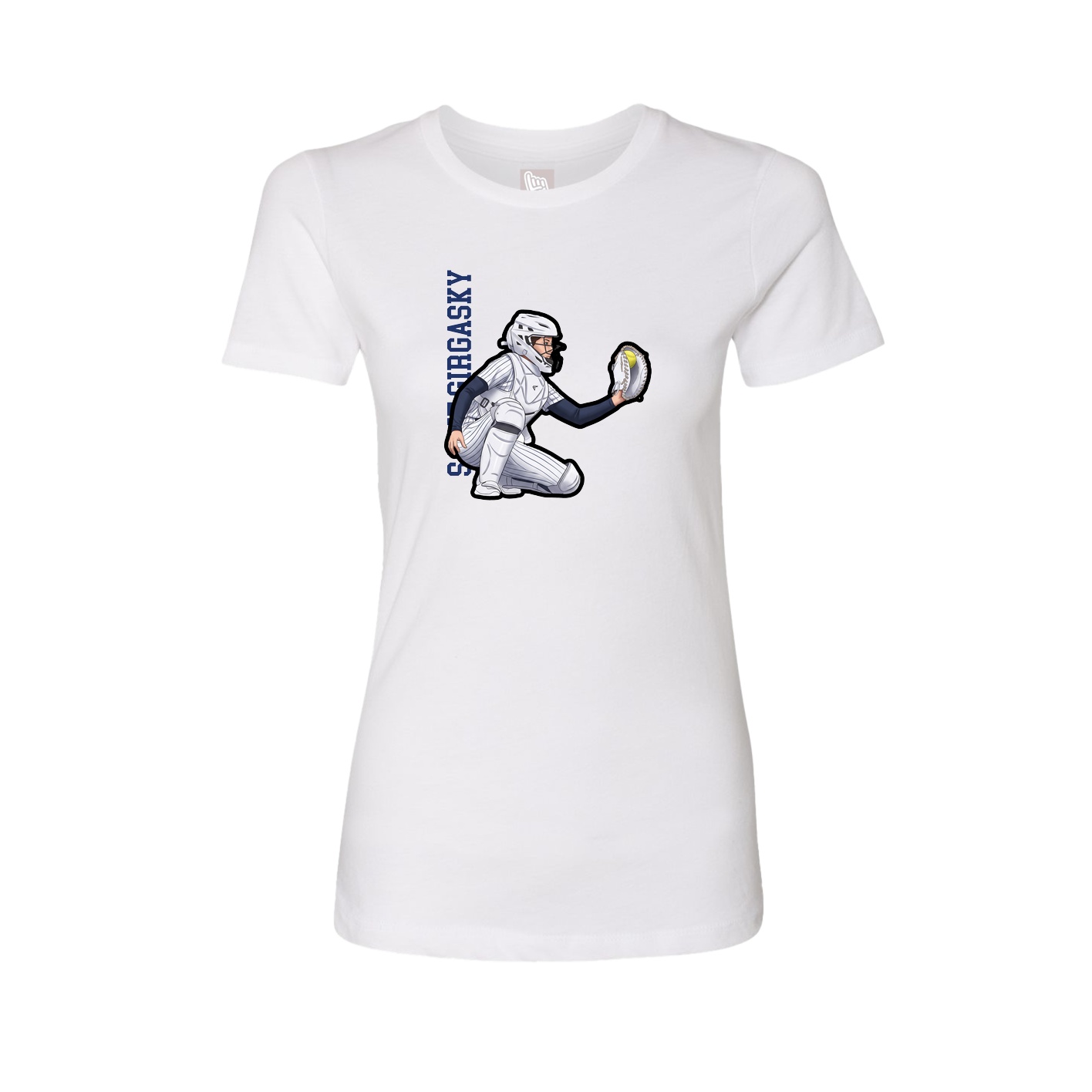 Fitted Women's Tee — Name Vertical in White