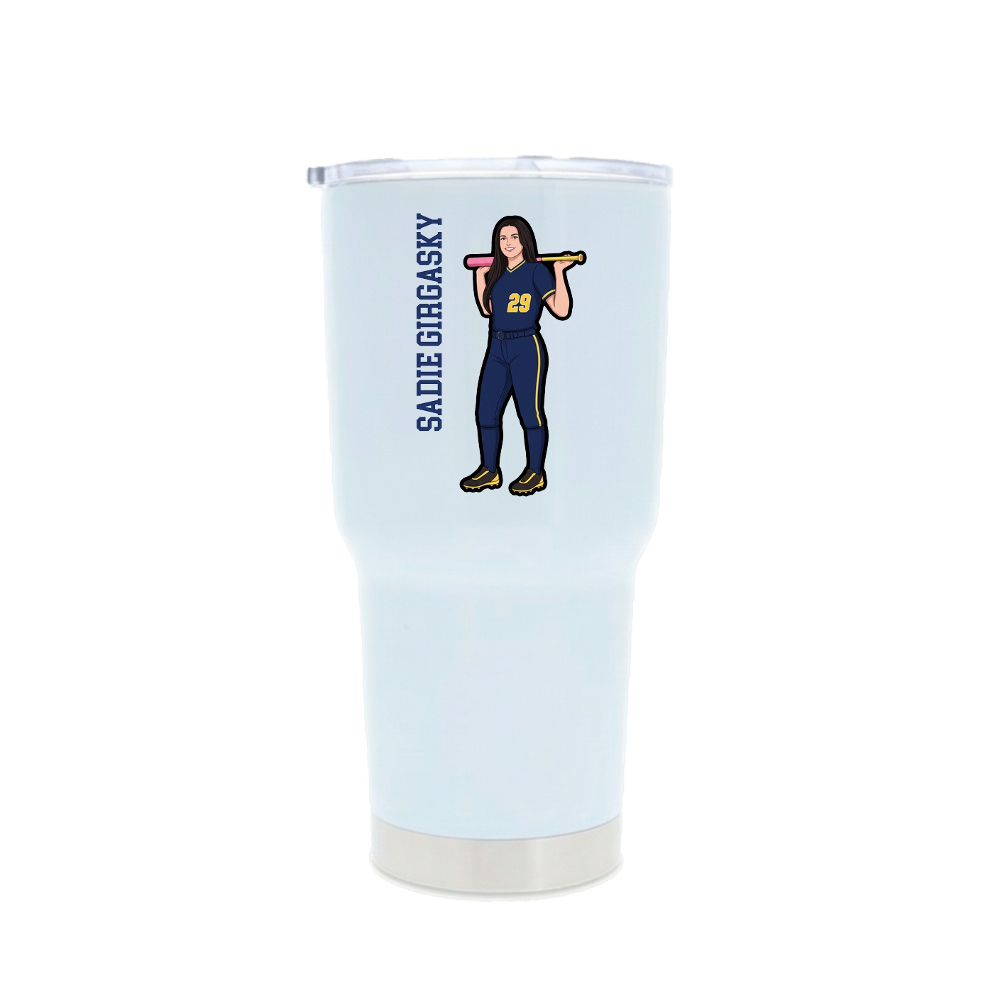 30oz Stainless Steel Tumbler — Name Vertical in White
