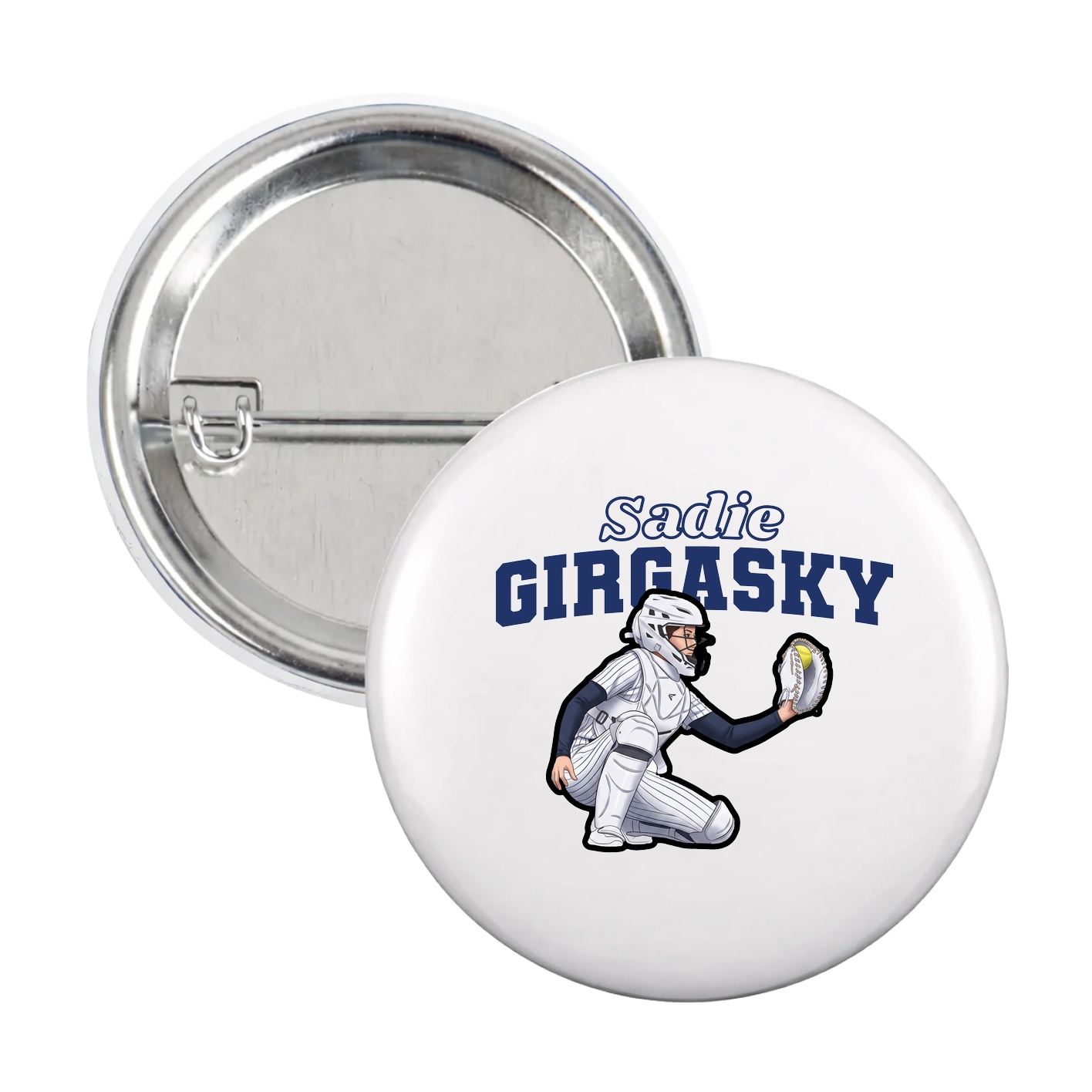 Game Day Button — Name Arch in White