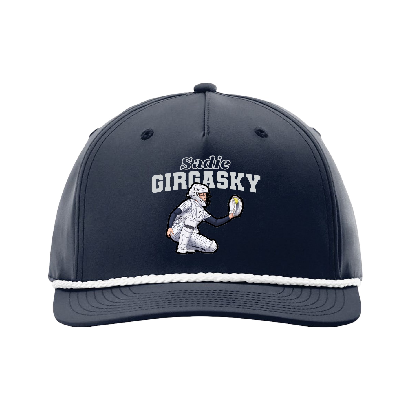 Five-Panel Classic Rope Cap — Name Arch in Navy