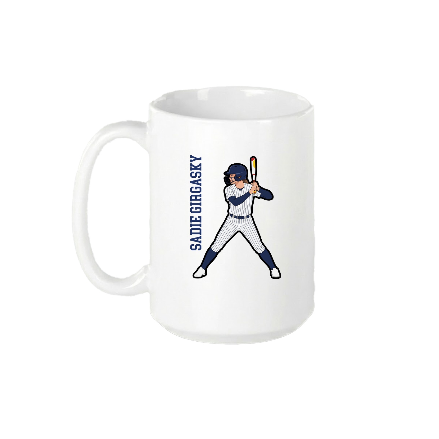 15oz Coffee Mug — Name Vertical in White
