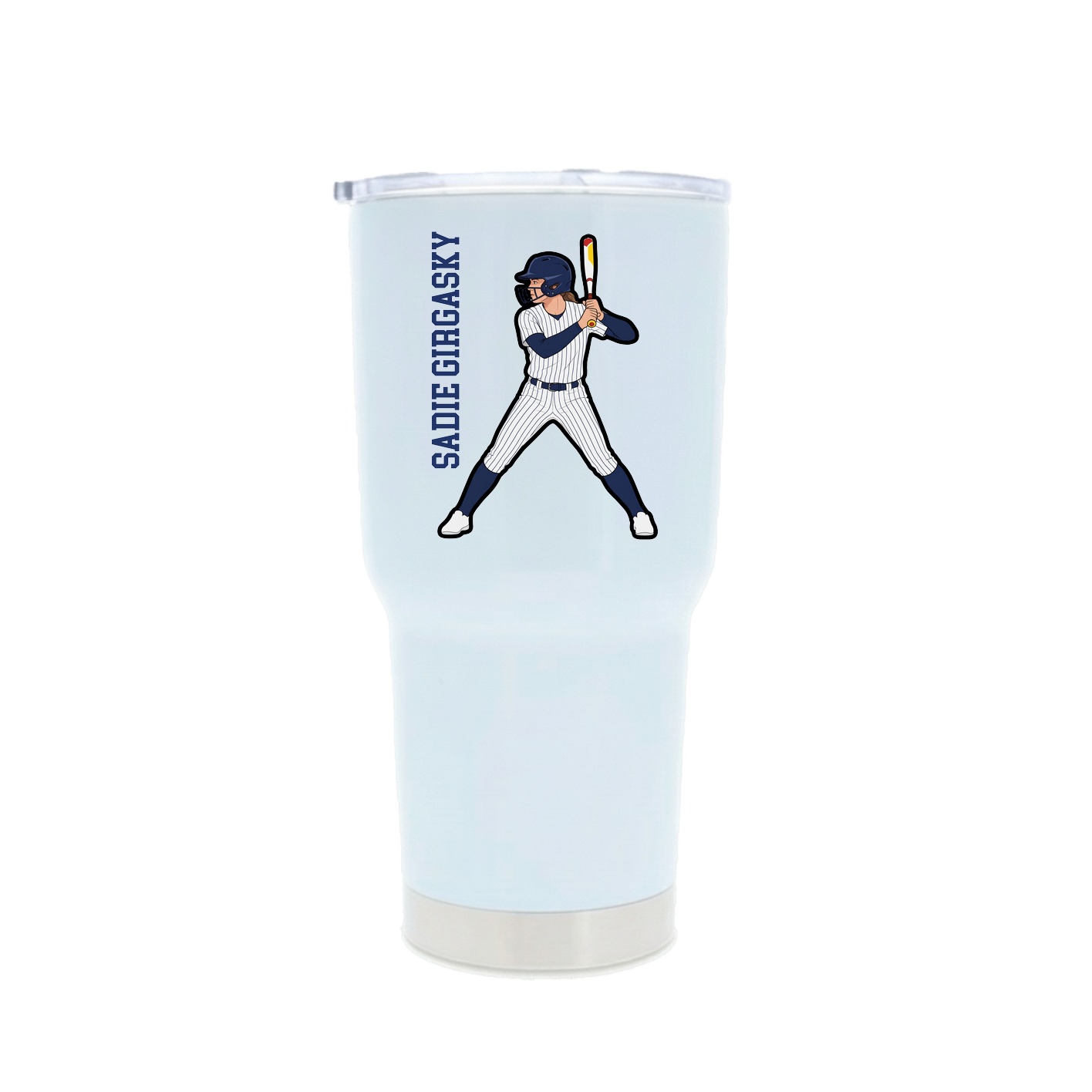 30oz Stainless Steel Tumbler — Name Vertical in White