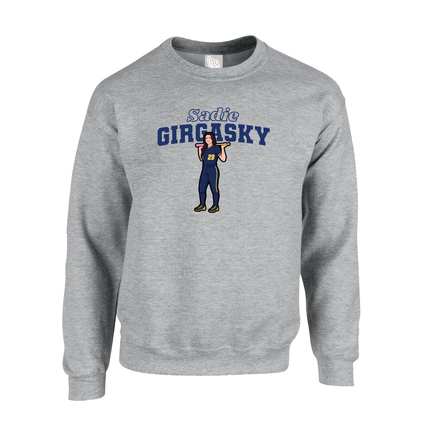 Fleece Crew — Name Arch in Grey