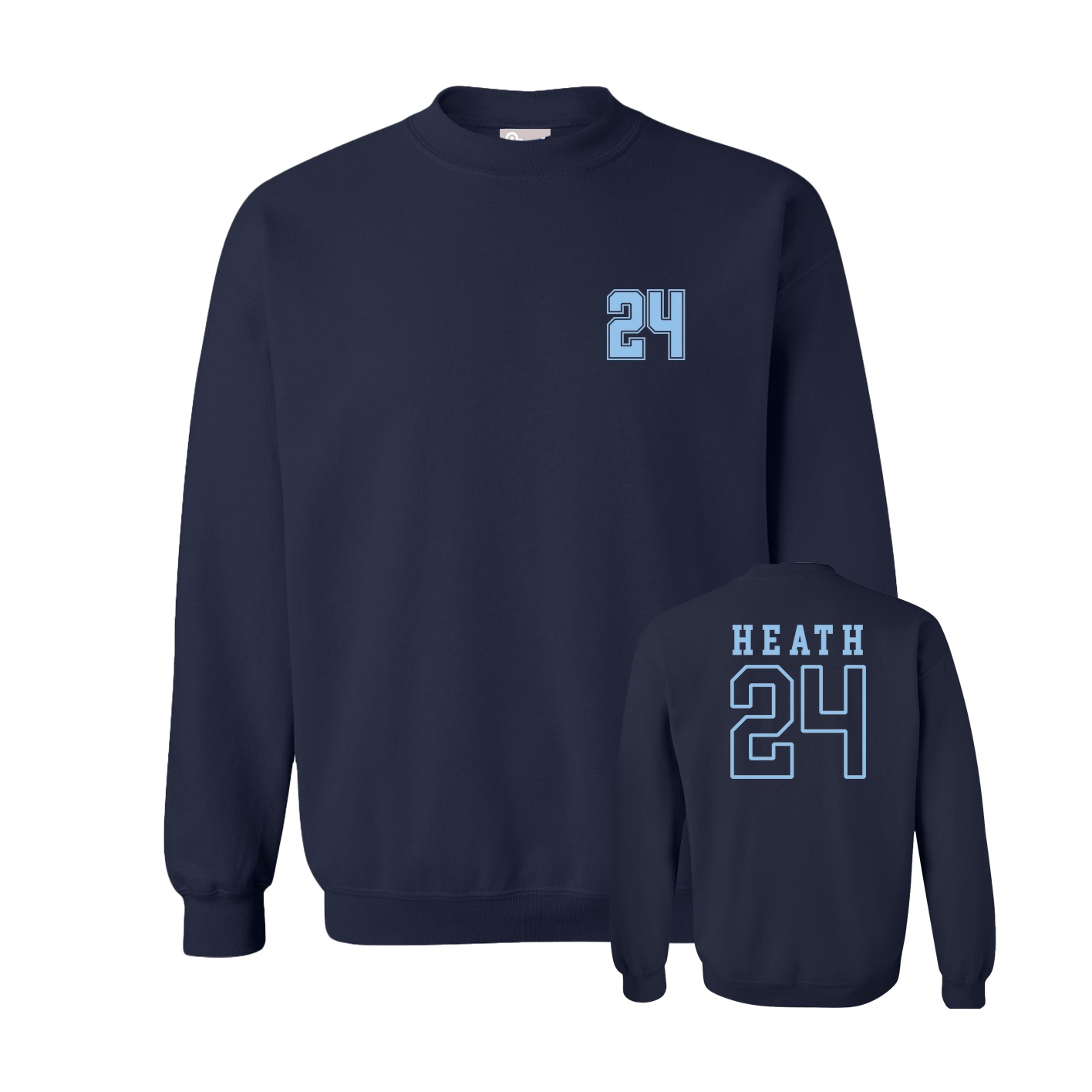 Fleece Crew — Chest Back in Navy