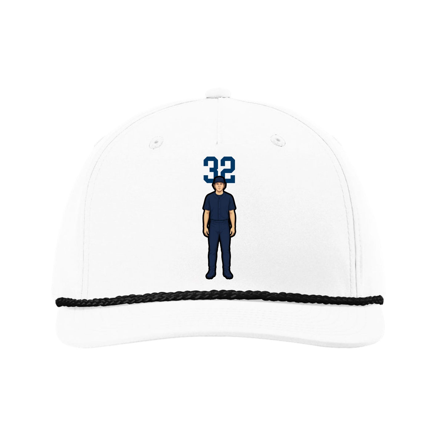 Five-Panel Classic Rope Cap — Number Top in White