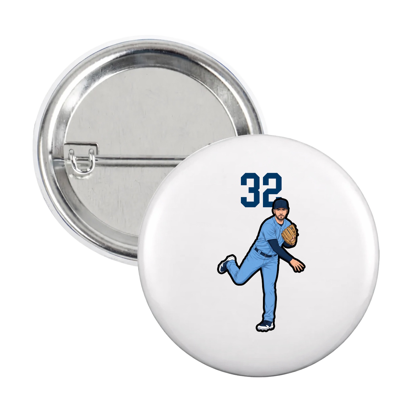 Game Day Button — Number Top in White