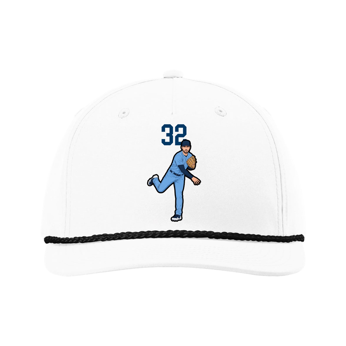 Five-Panel Classic Rope Cap — Number Top in White