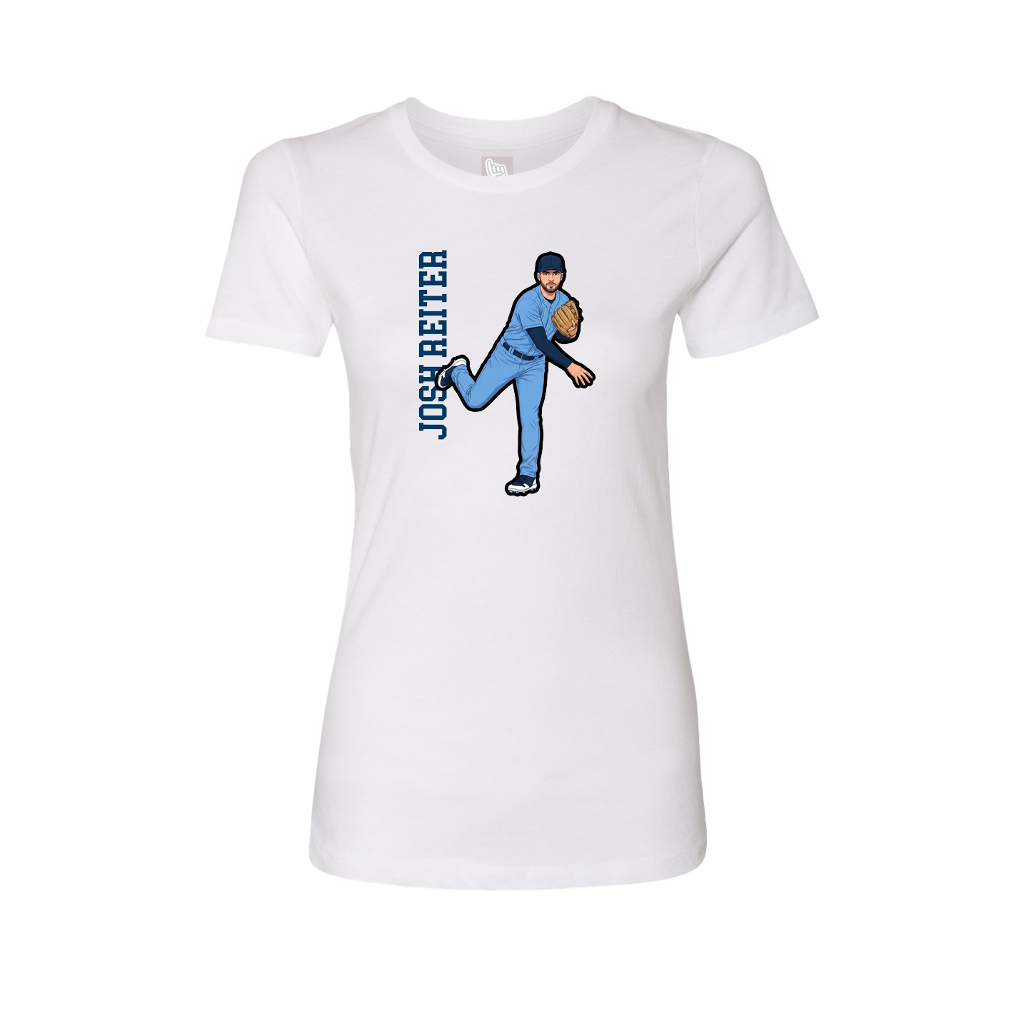 Womens Tee — Name Vertical in White