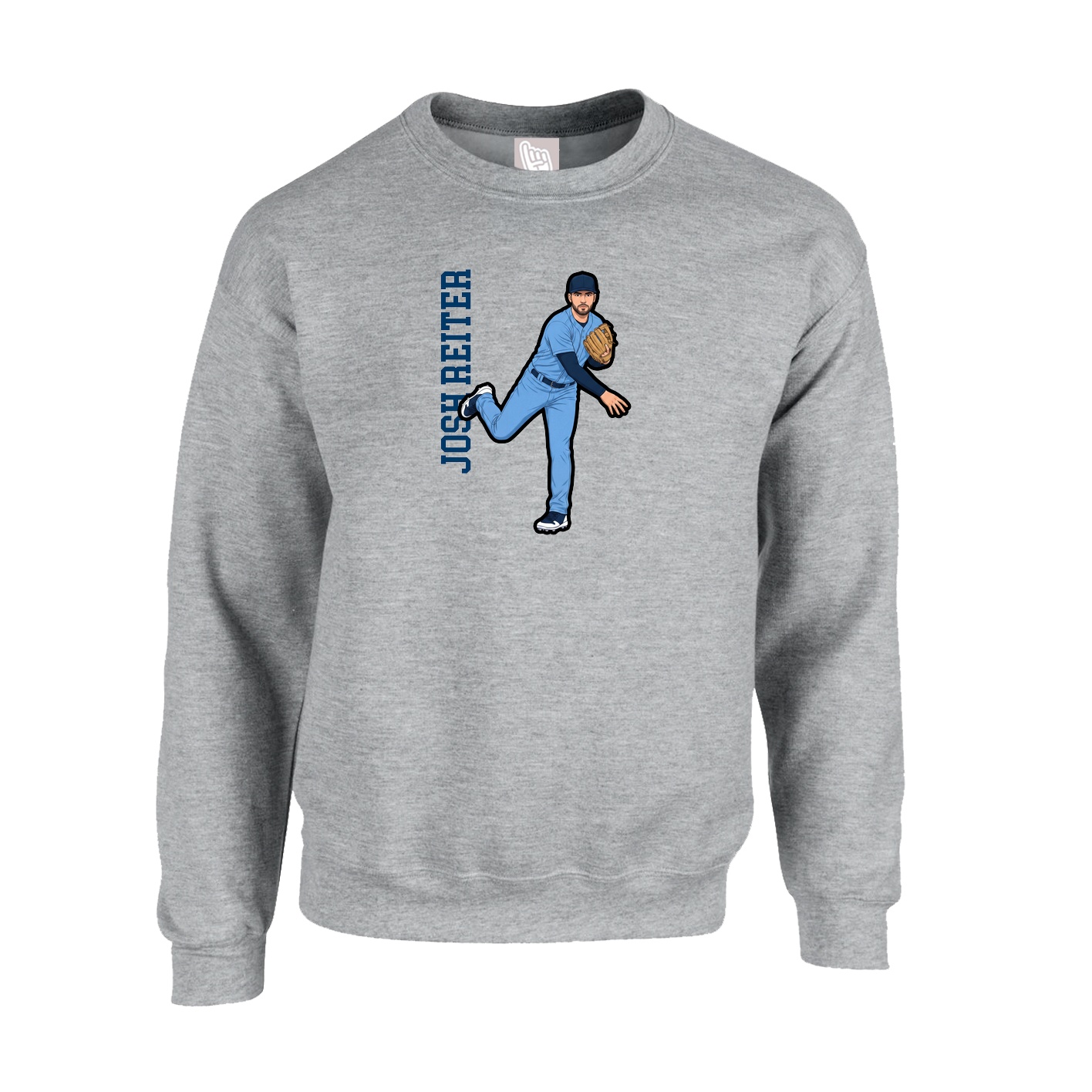 Fleece Crew — Name Vertical in Grey