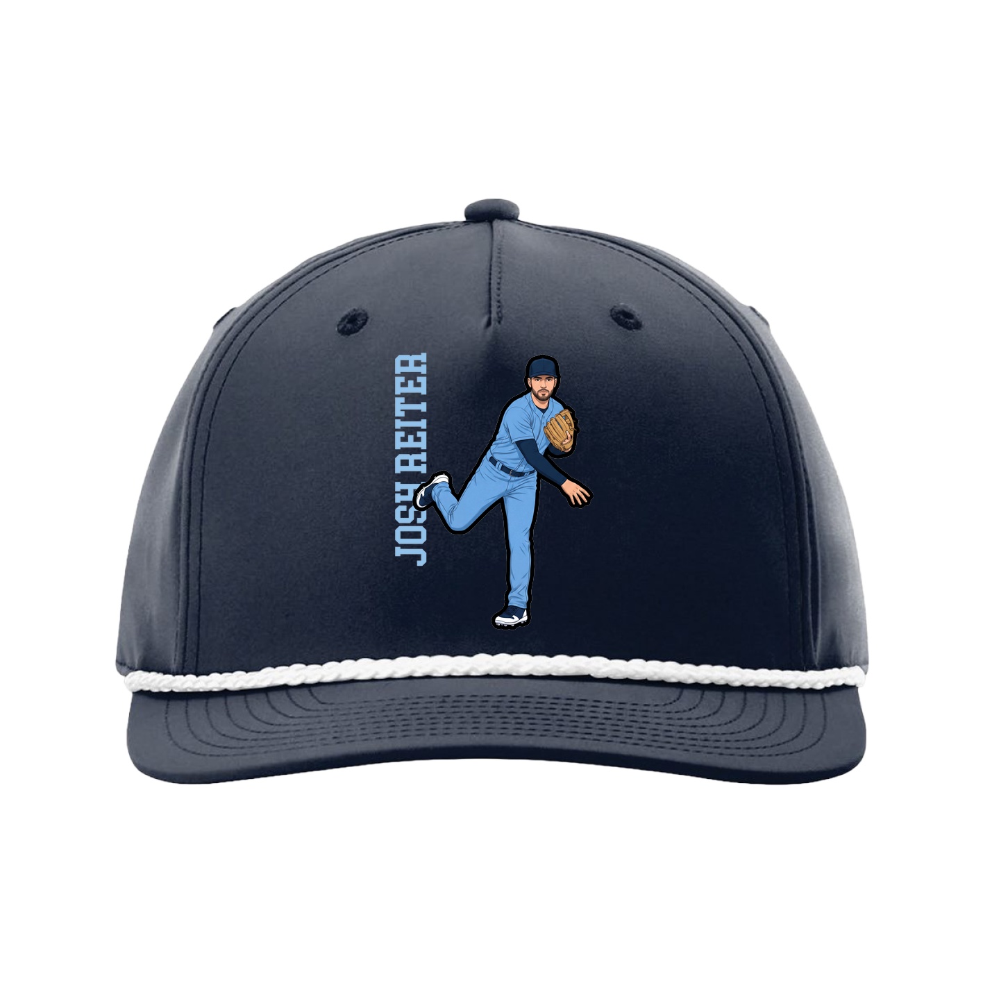 Five-Panel Classic Rope Cap — Name Vertical in Navy