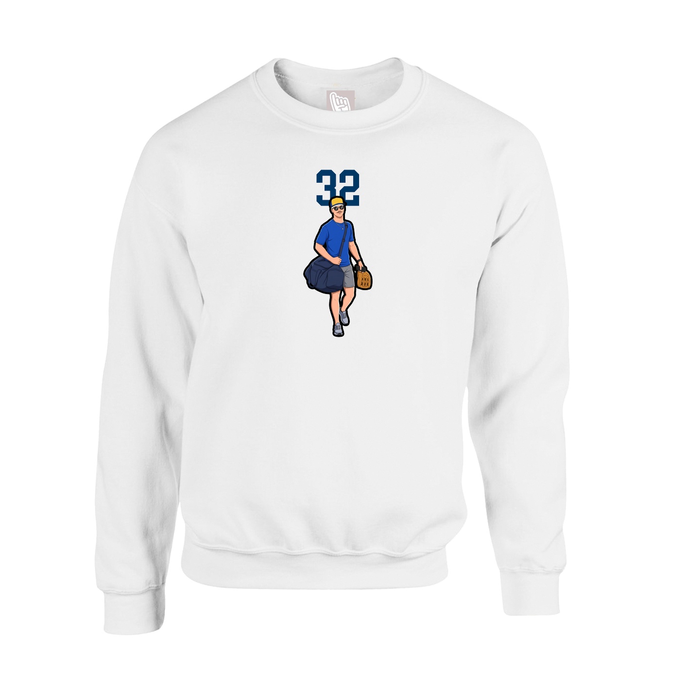 Fleece Crew — Number Top in White