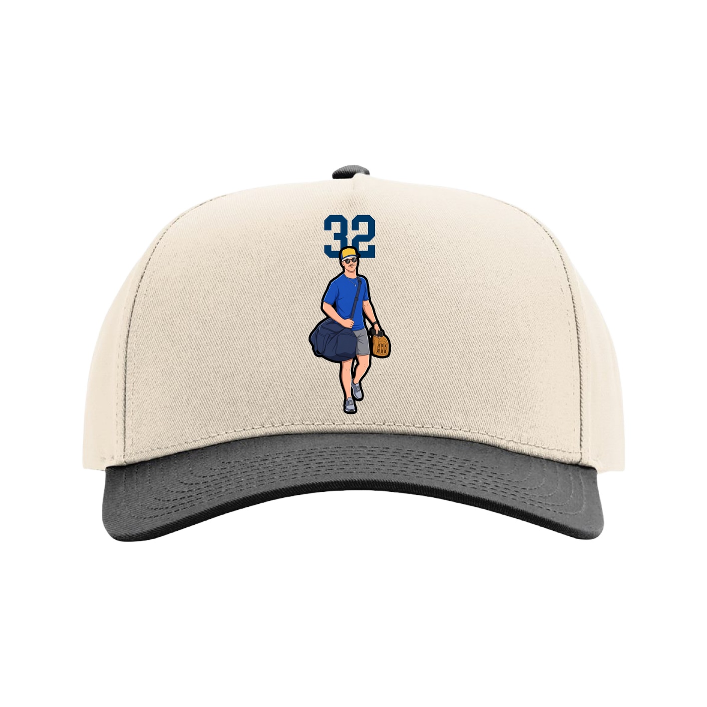 Full Fabric Five-Panel Champ Cap — Number Top in Cream/Black