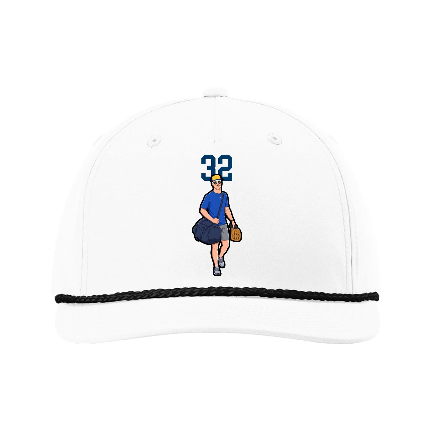 Five-Panel Classic Rope Cap — Number Top in White
