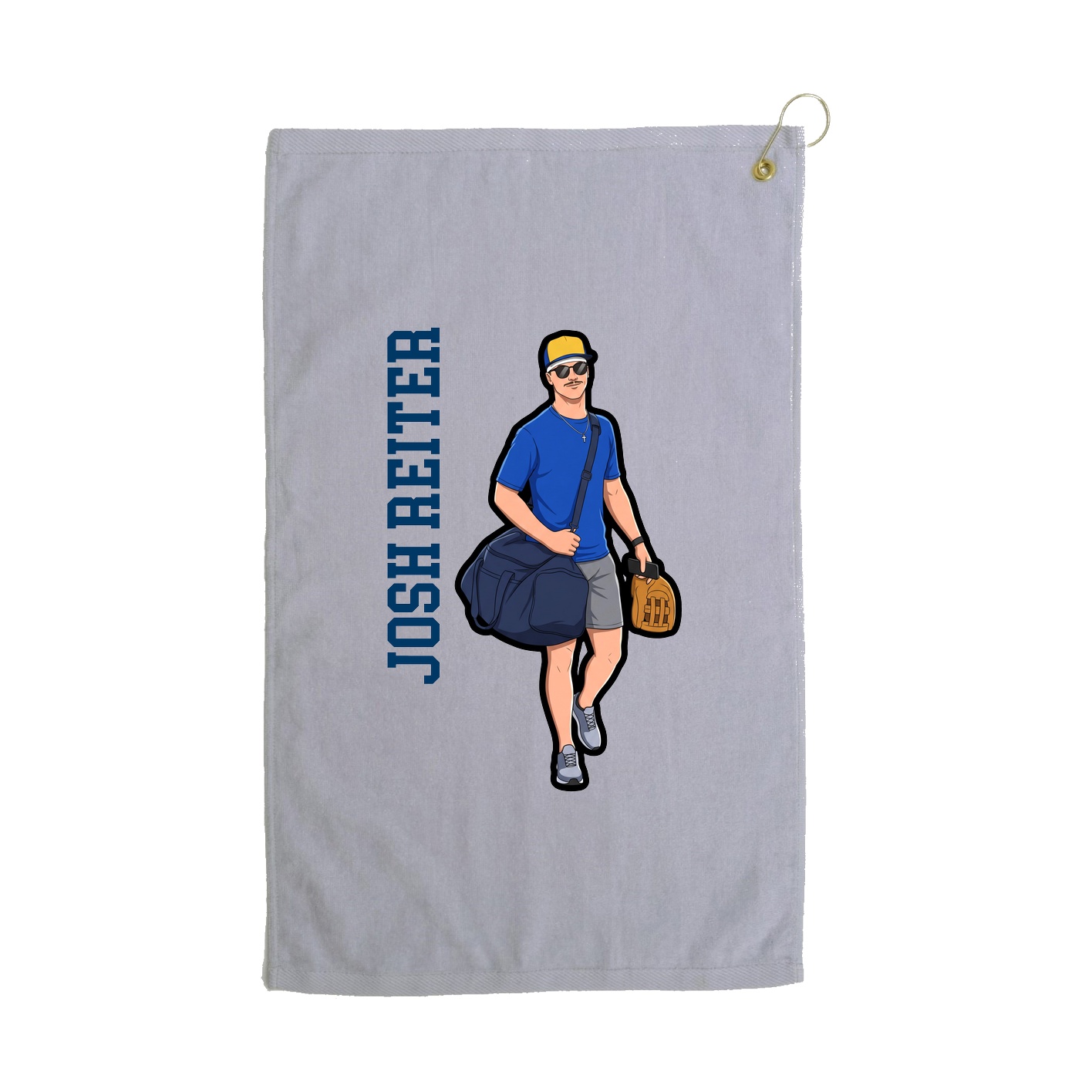 Golf Towel — Name Vertical in Grey
