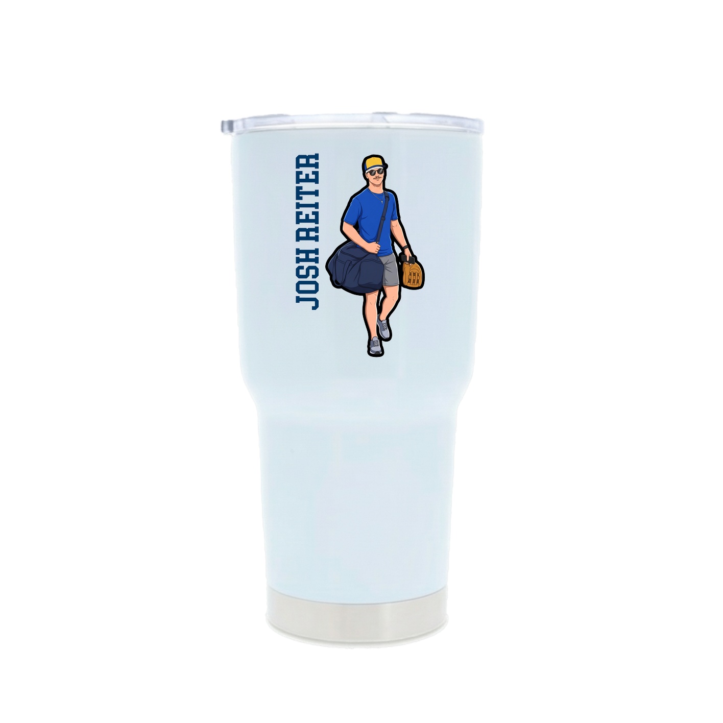30oz Stainless Steel Tumbler — Name Vertical in White