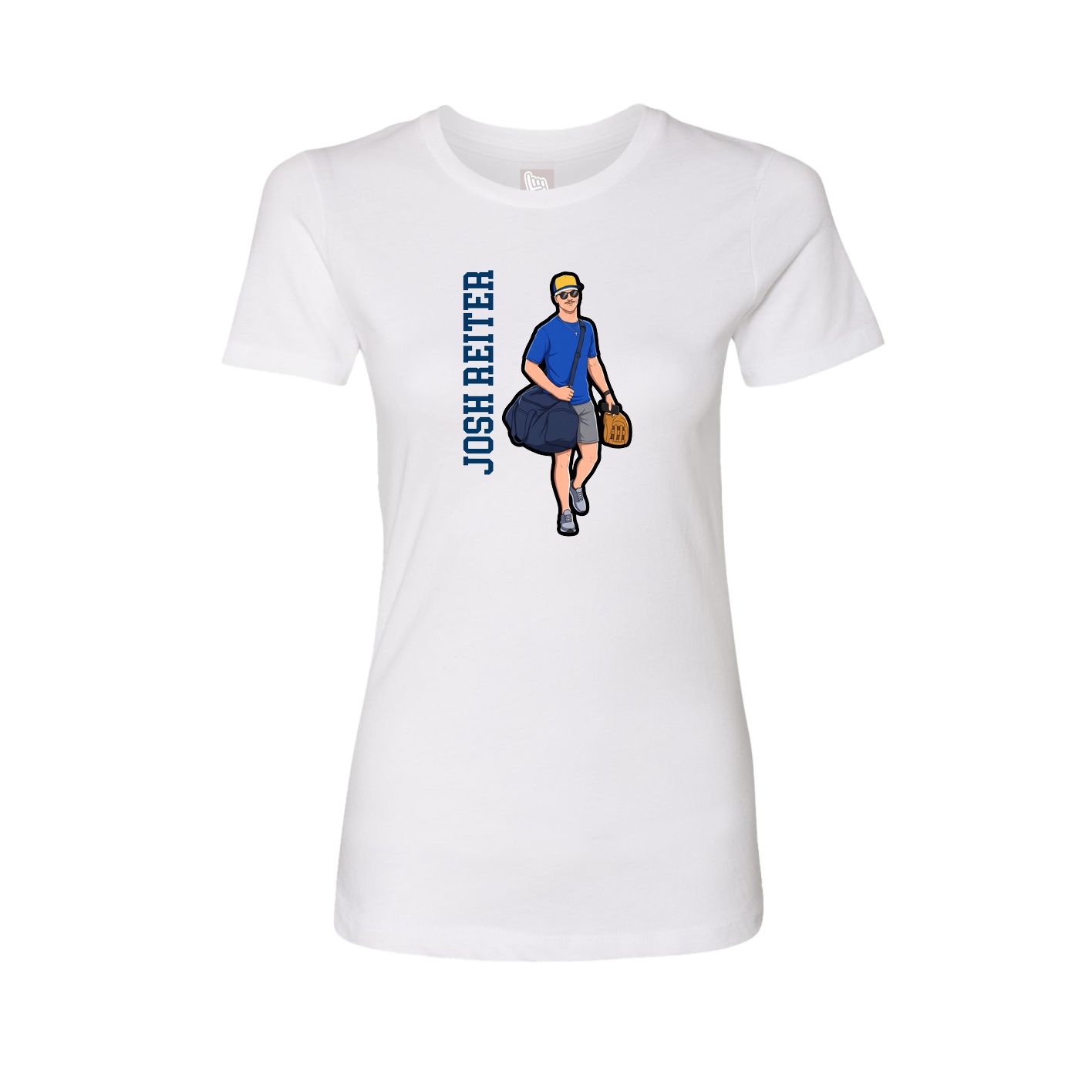 Fitted Women's Tee — Name Vertical in White