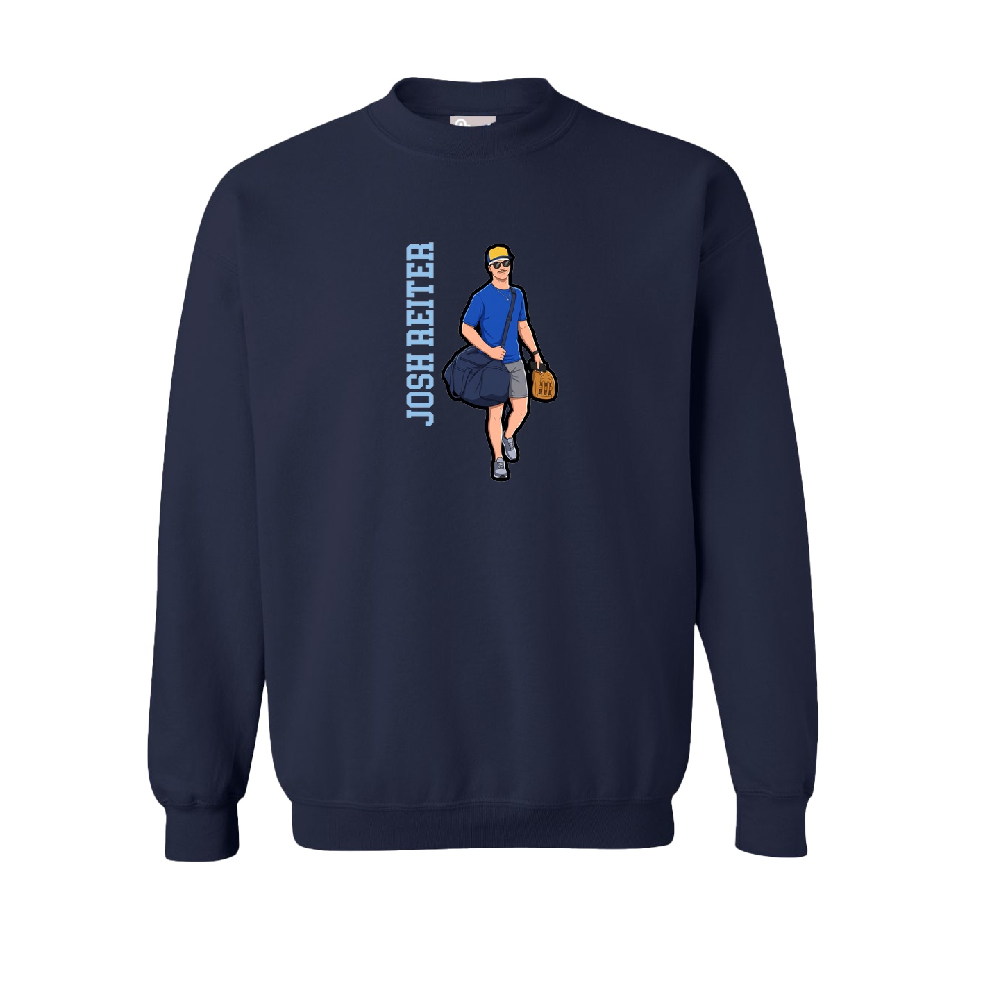Fleece Crew — Name Vertical in Navy