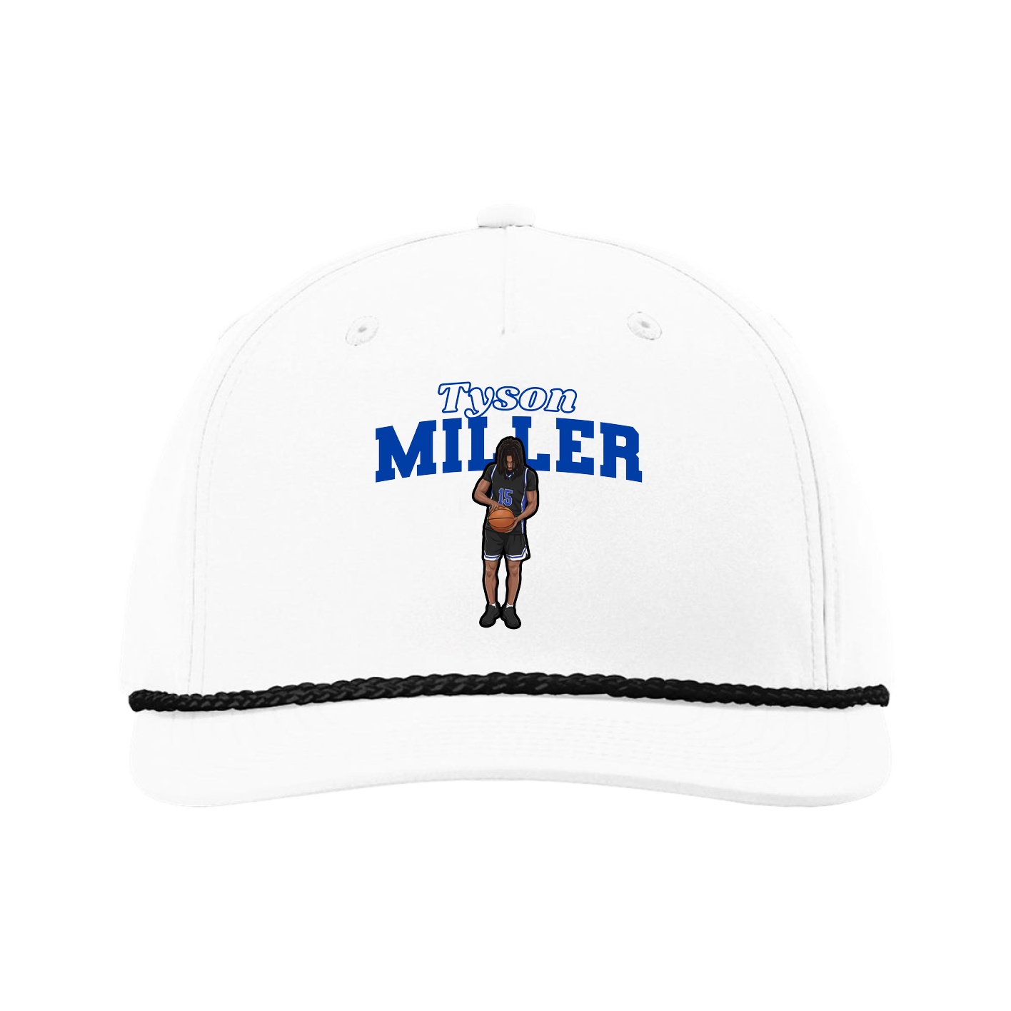 Five-Panel Classic Rope Cap — Name Arch in White