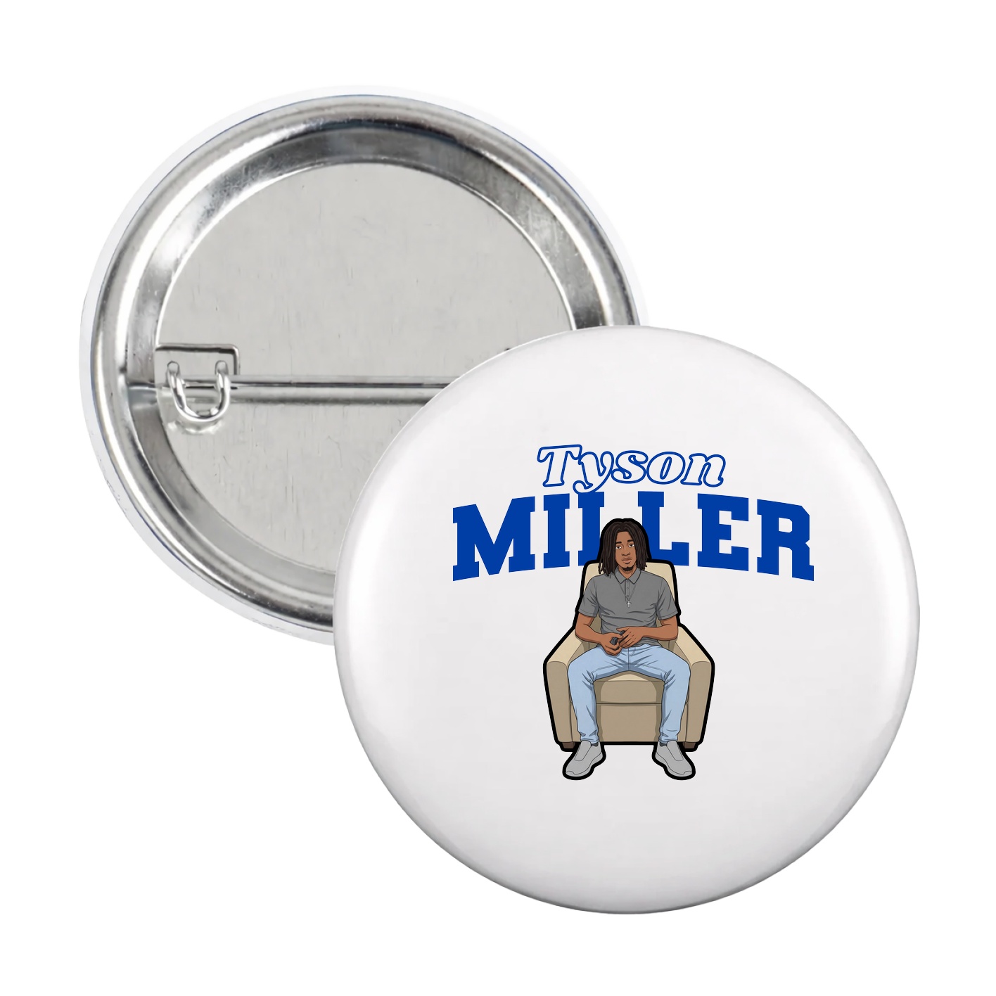 Game Day Button — Name Arch in White