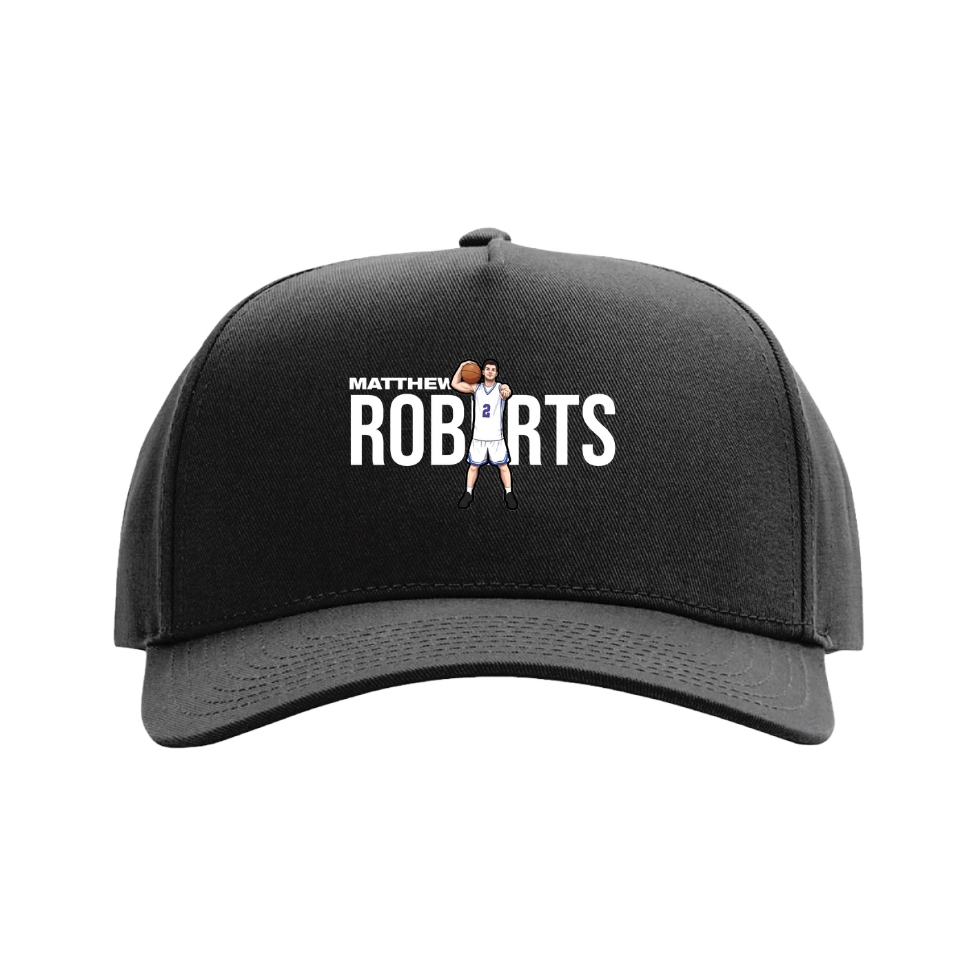 Full Fabric Five-Panel Champ Cap — Player Name in Black
