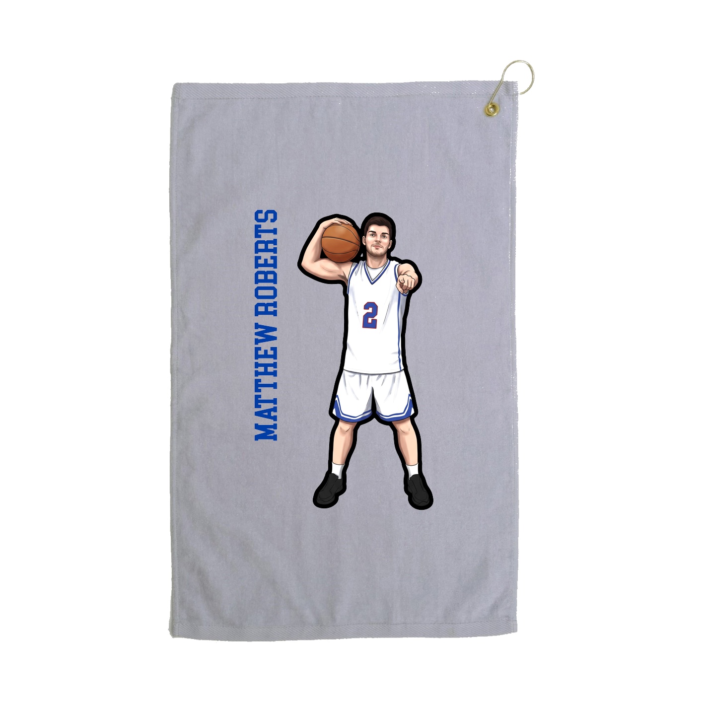 Golf Towel — Name Vertical in Grey