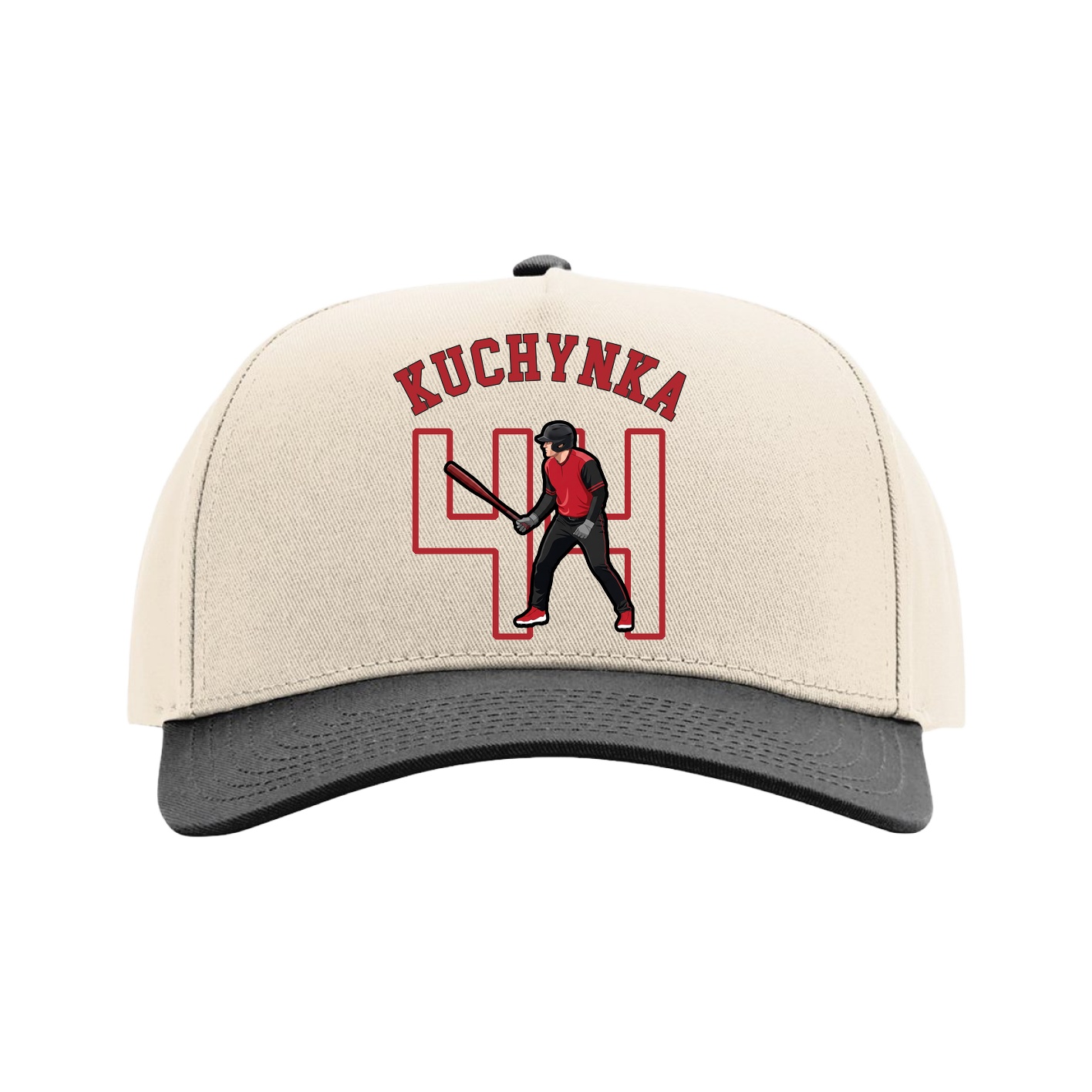 Full Fabric Five-Panel Champ Cap — Shirsey Arch in Cream/Black