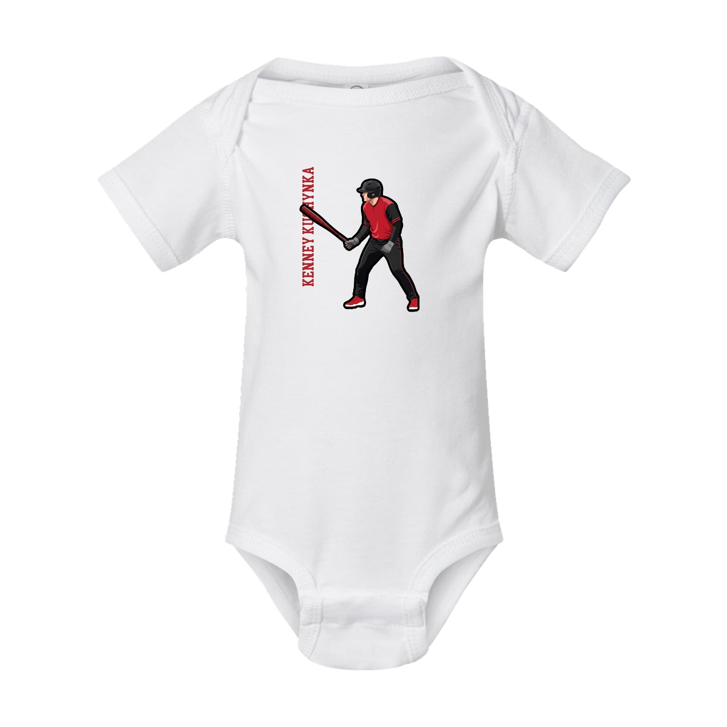 Baby Onesie — Name Vertical in White