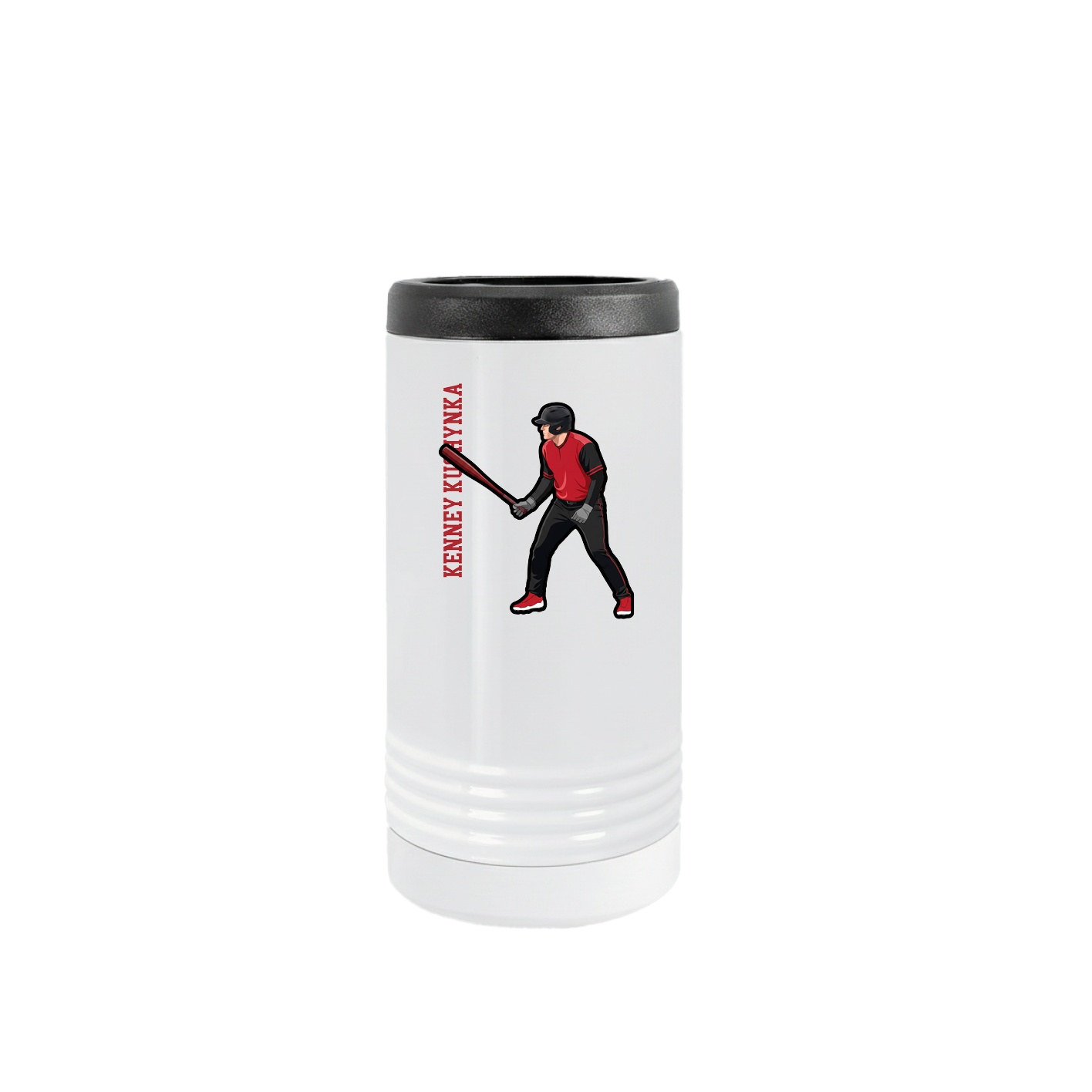 Slim Beverage Holder — Name Vertical in White