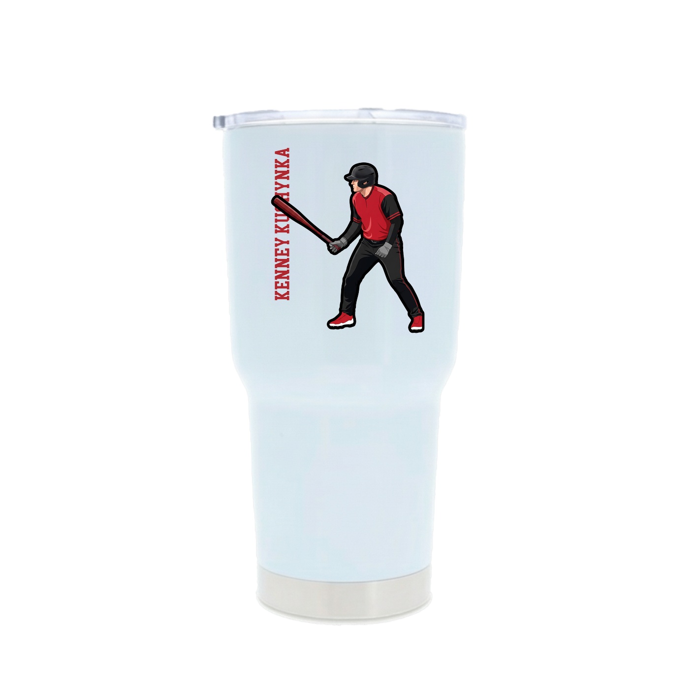 30oz Stainless Steel Tumbler — Name Vertical in White