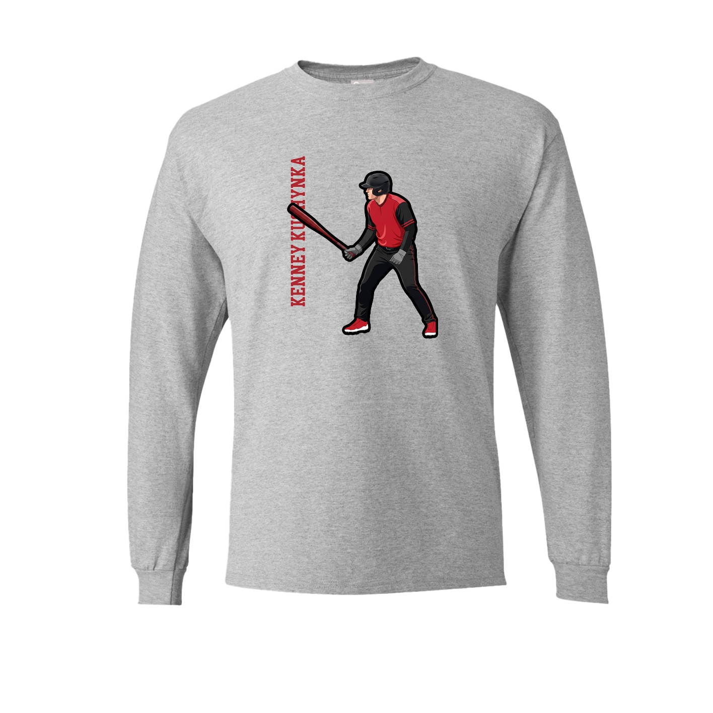 Long Sleeve Tee — Name Vertical in Grey