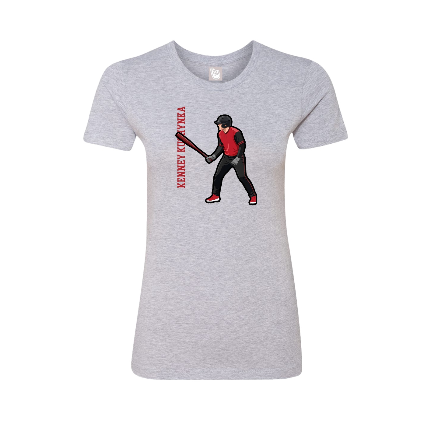Womens Tee — Name Vertical in Grey