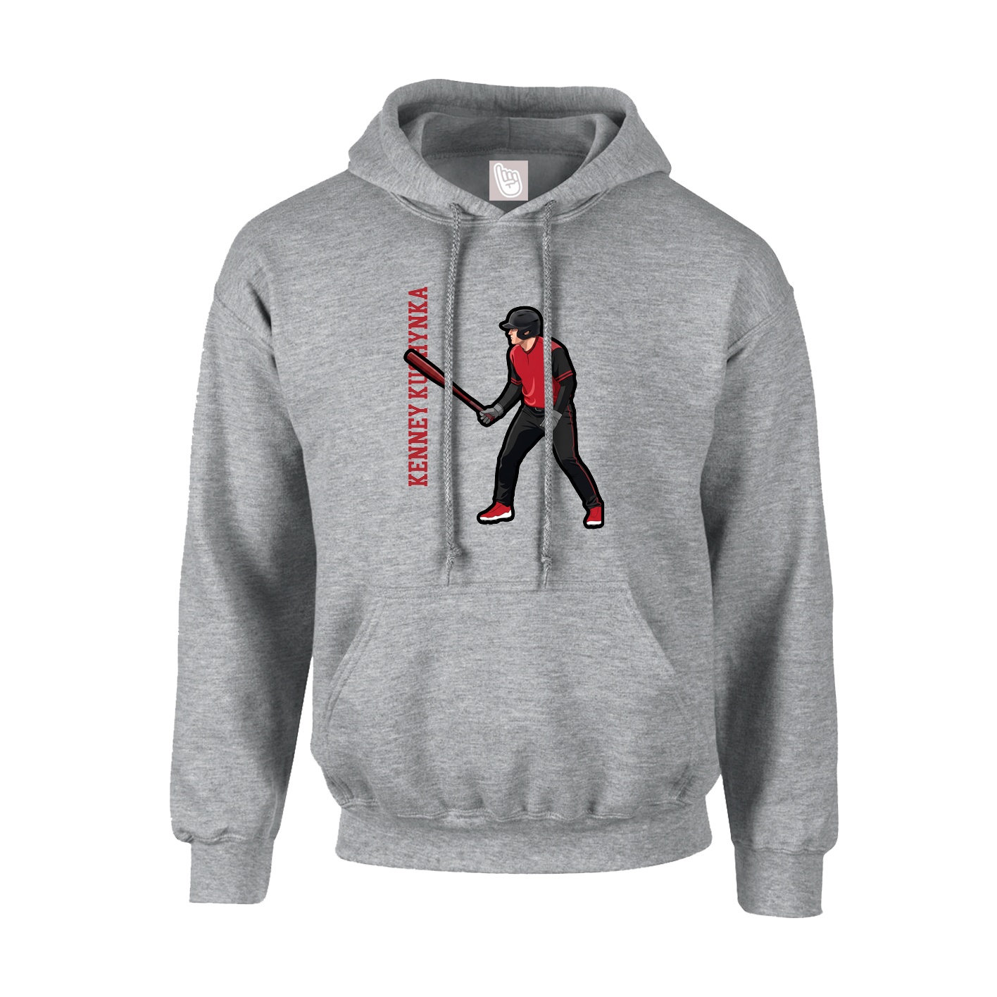 Youth Hoodie — Name Vertical in Grey