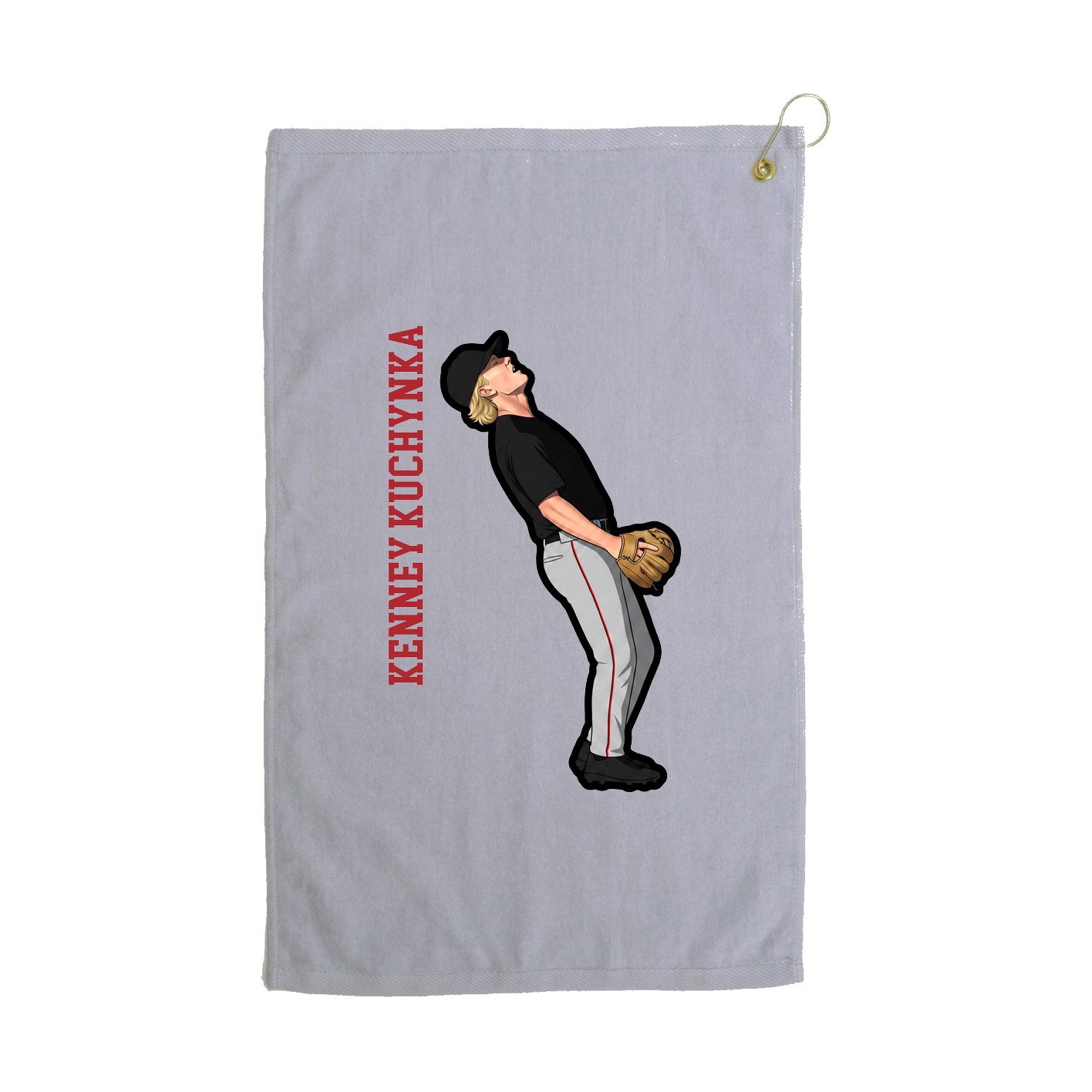Golf Towel — Name Vertical in Grey