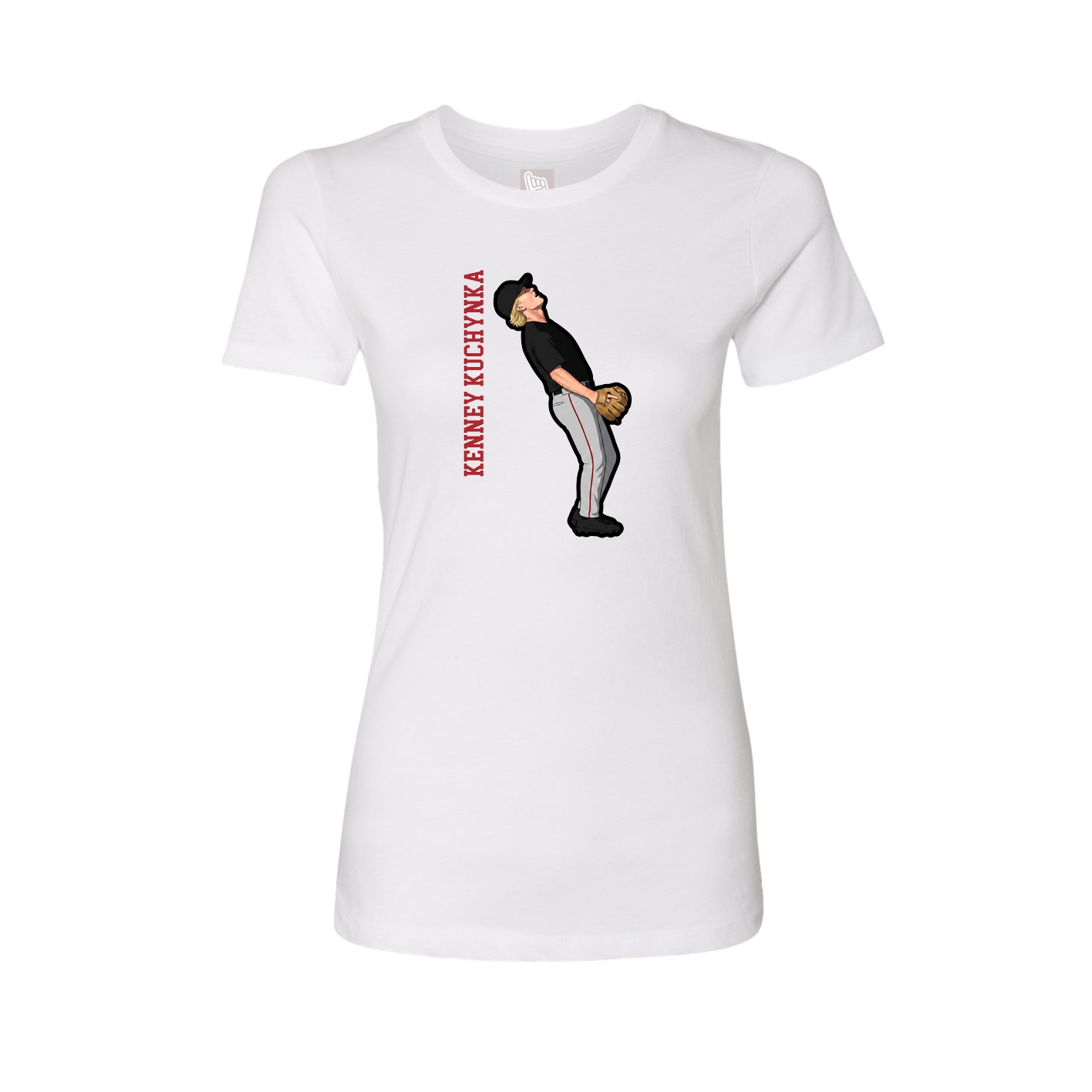 Fitted Women's Tee — Name Vertical in White