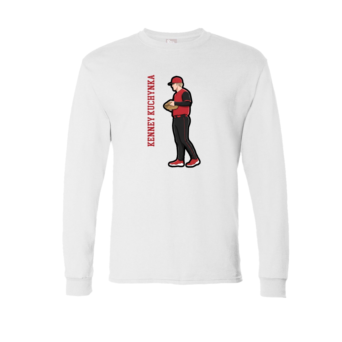 Long Sleeve Tee — Name Vertical in White