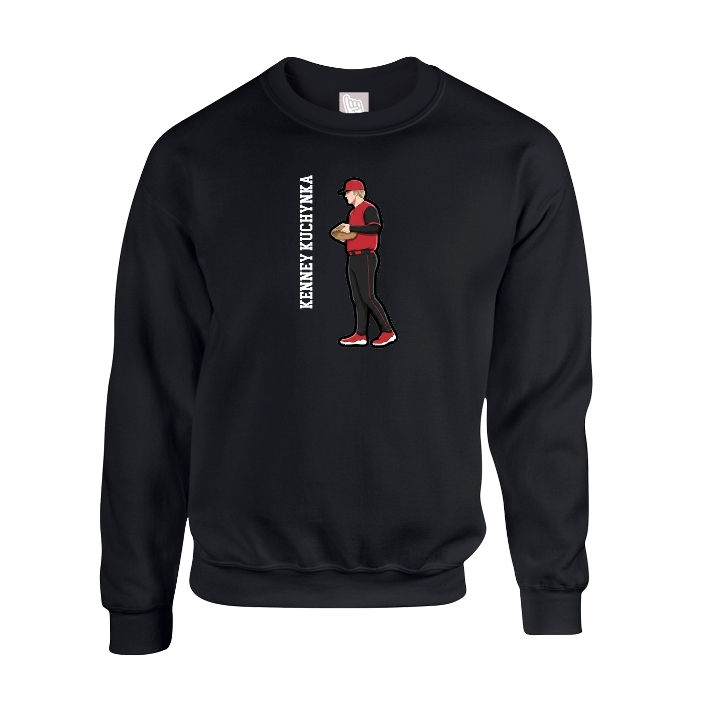 Fleece Crew — Name Vertical in Black