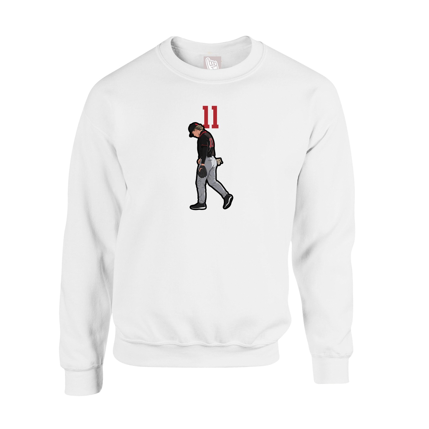 Fleece Crew — Number Top in White